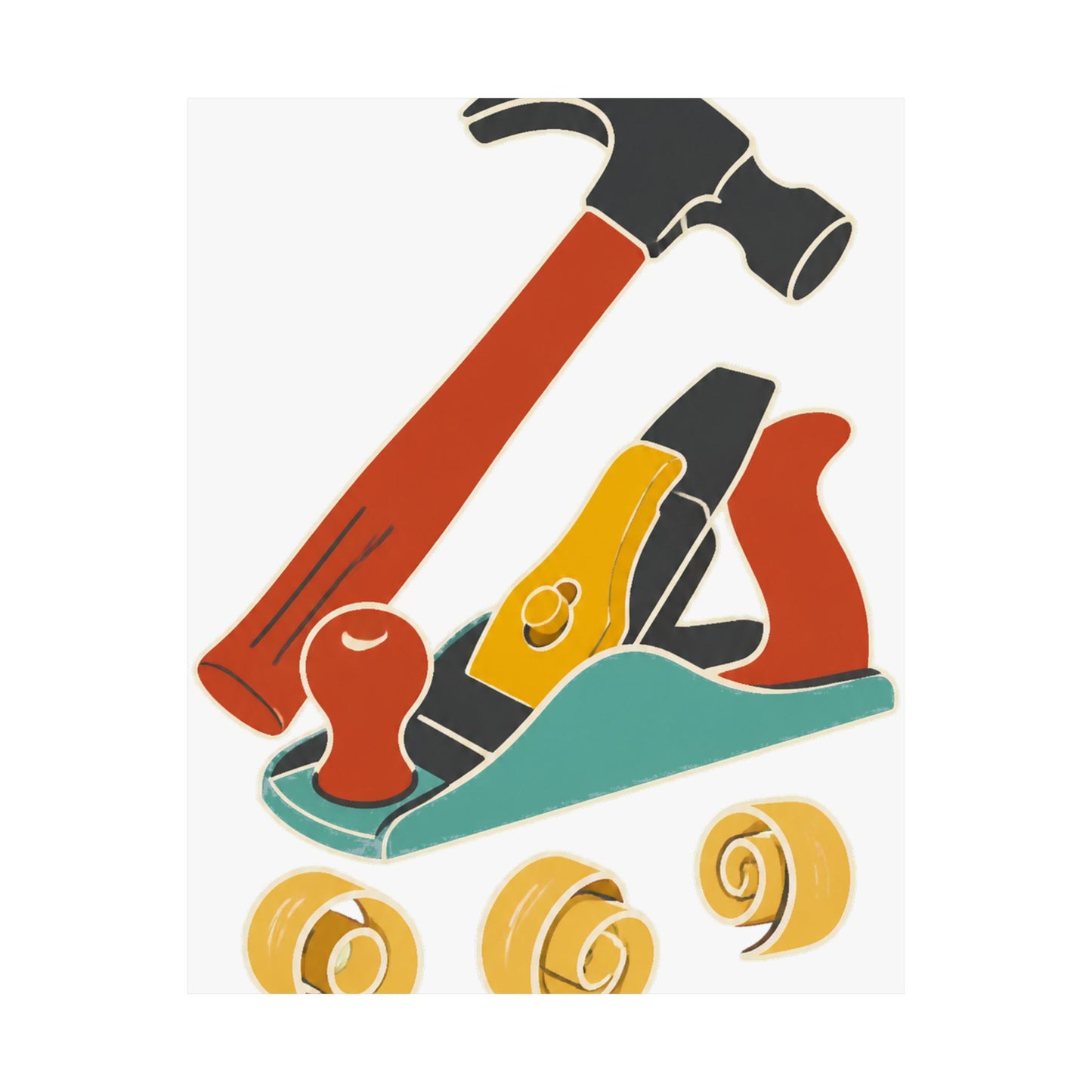Carpenter Hammer Hand Plane Woodworking Art Poster