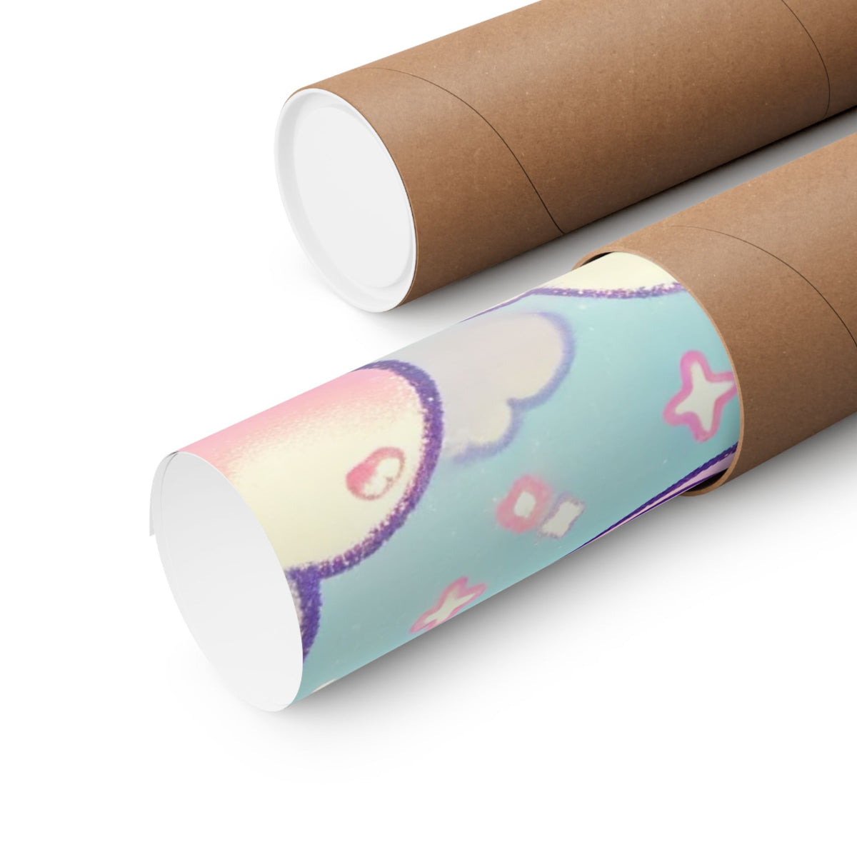 Kawaii Rainbow Whale Pastel Cloud Wall Art Poster