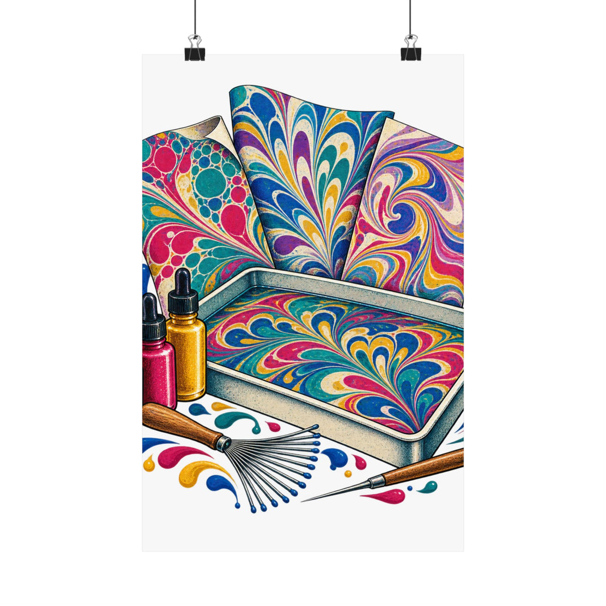 Colorful Paper Marbling Workshop Poster