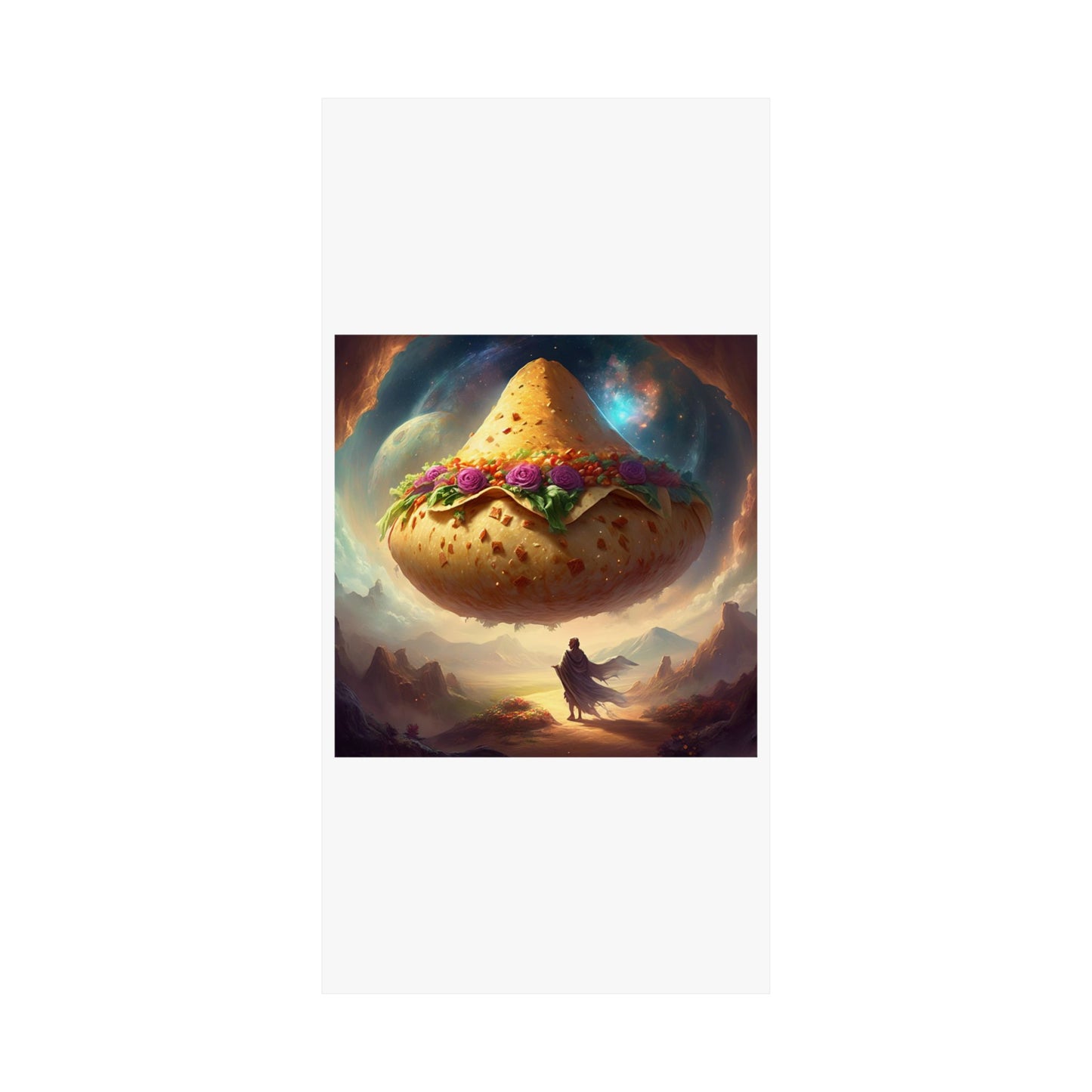 Cosmic Taco Planetoid Surreal Food Fantasy Art Poster