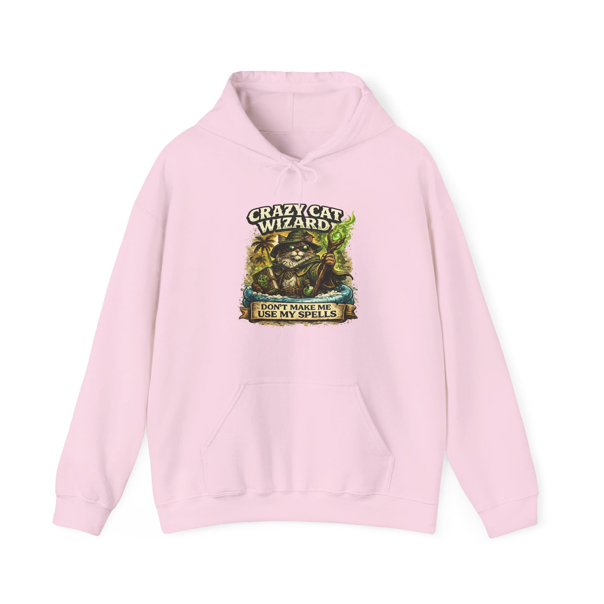Crazy Cat Wizard Funny Fantasy Magic Hoodie