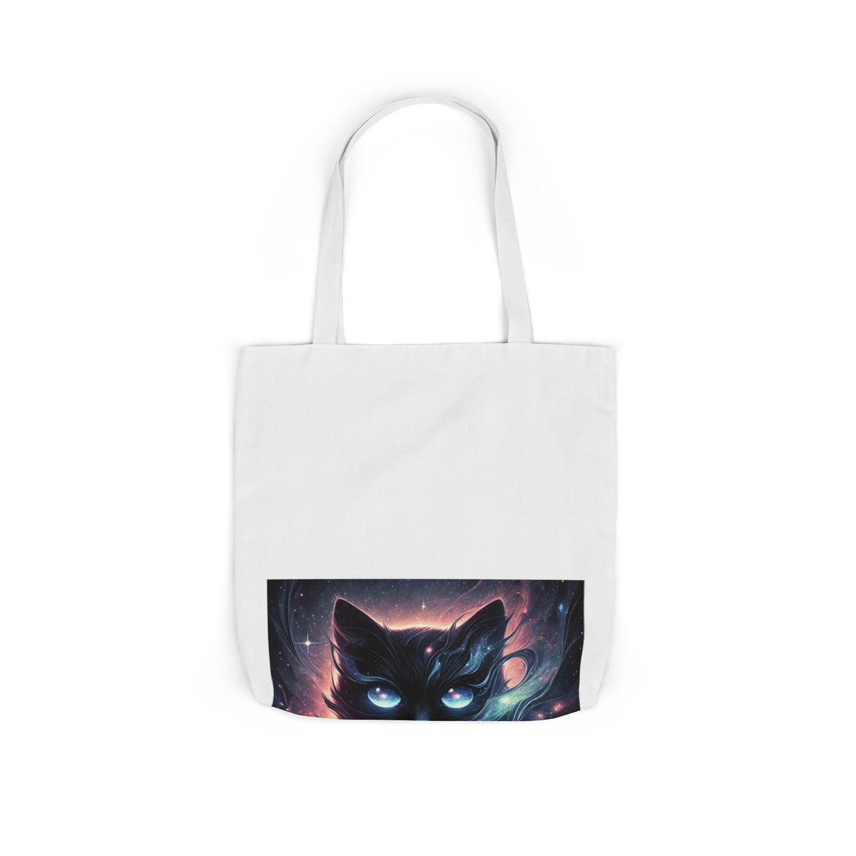 Cosmic Black Cat Galaxy Celestial Canvas Tote Bag