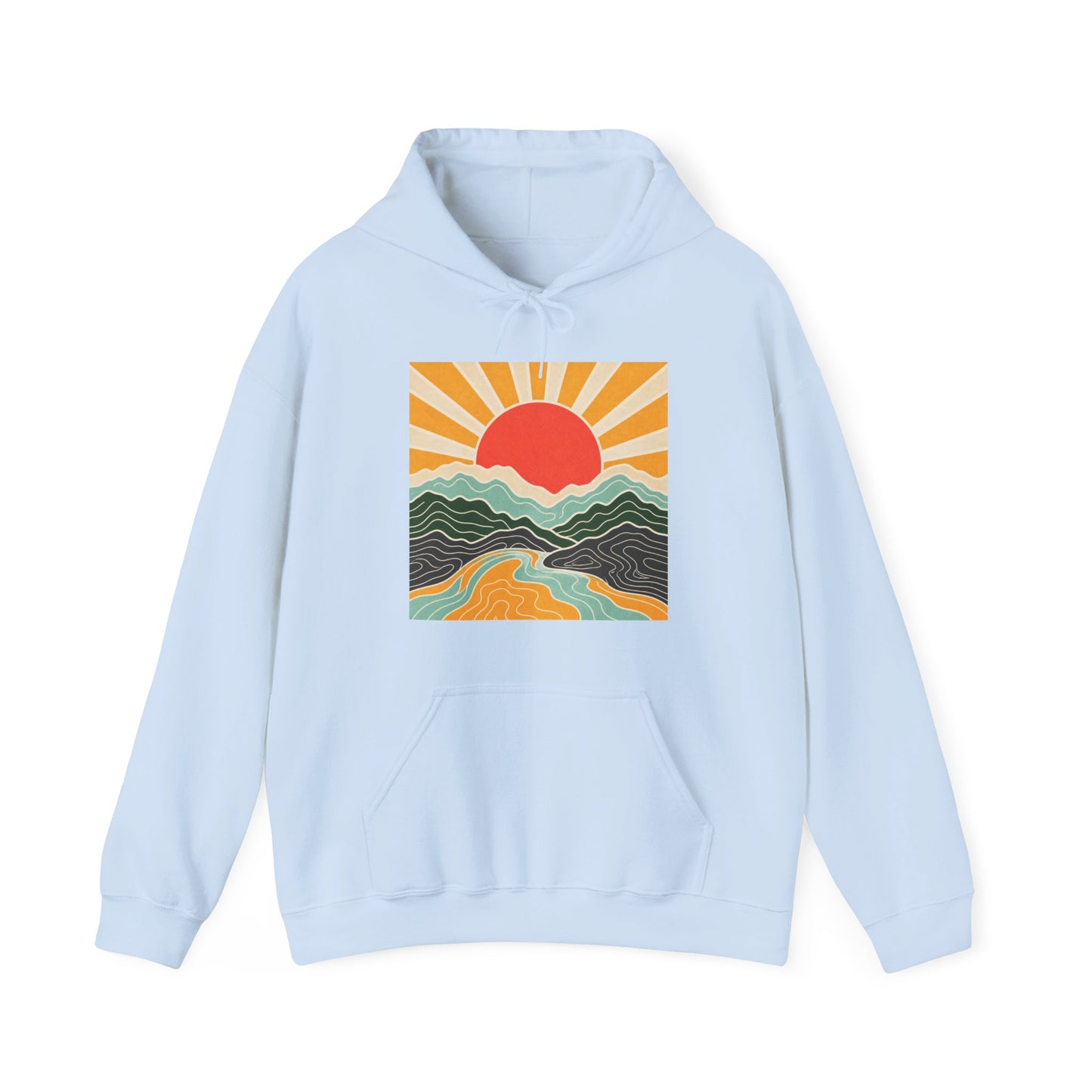 Topographic Sunrise Abstract Mountain Adventure Hoodie
