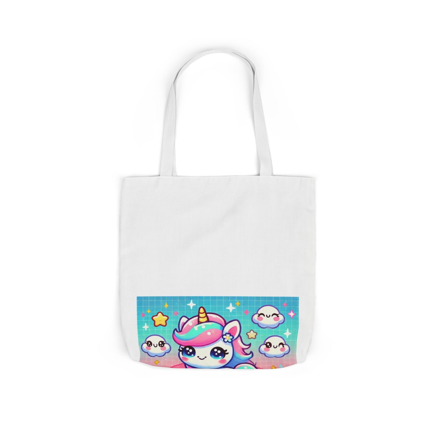 Pastel Rainbow Unicorn Cloud Kawaii Canvas Tote Bag