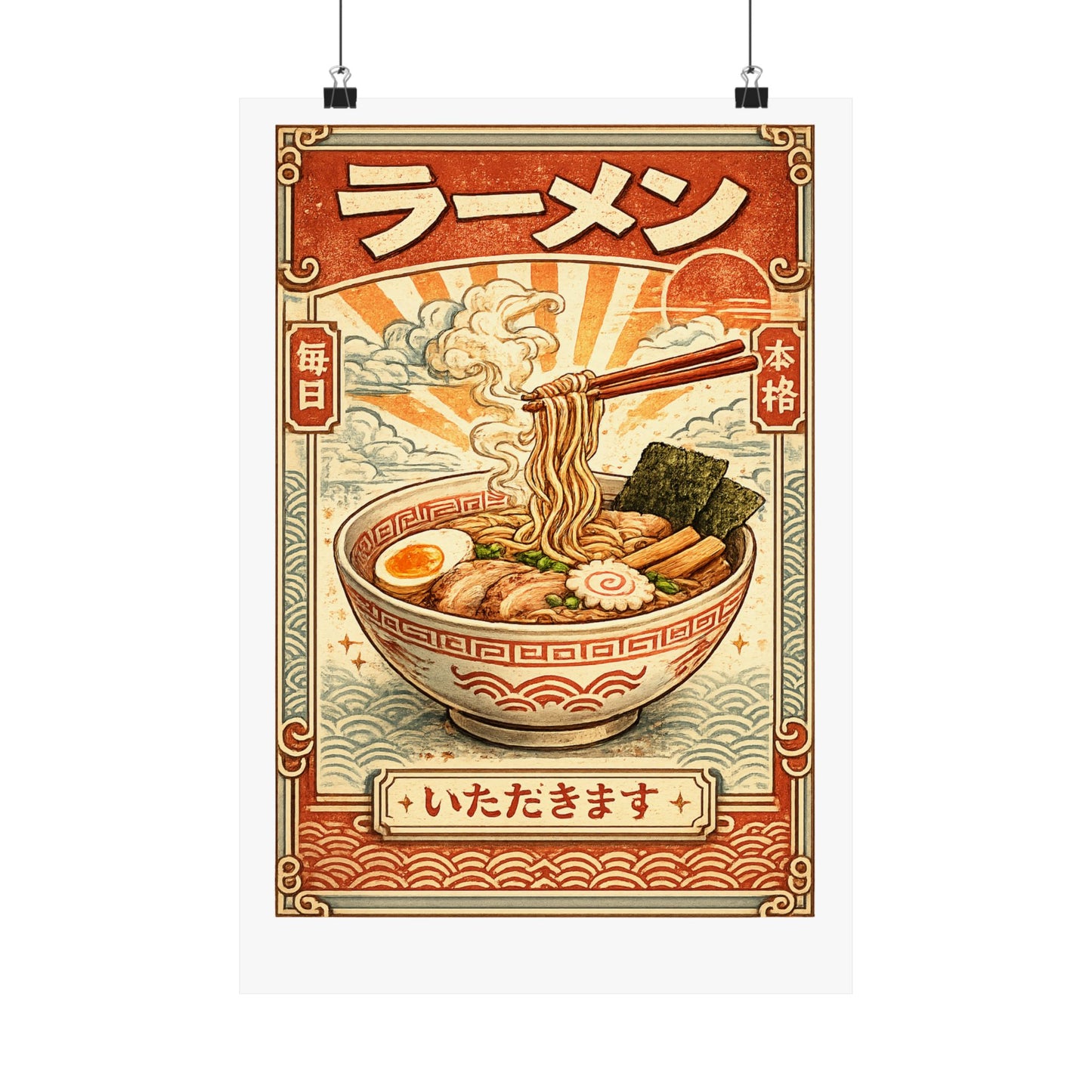 Vintage Ramen Bowl Japanese Food Art Poster