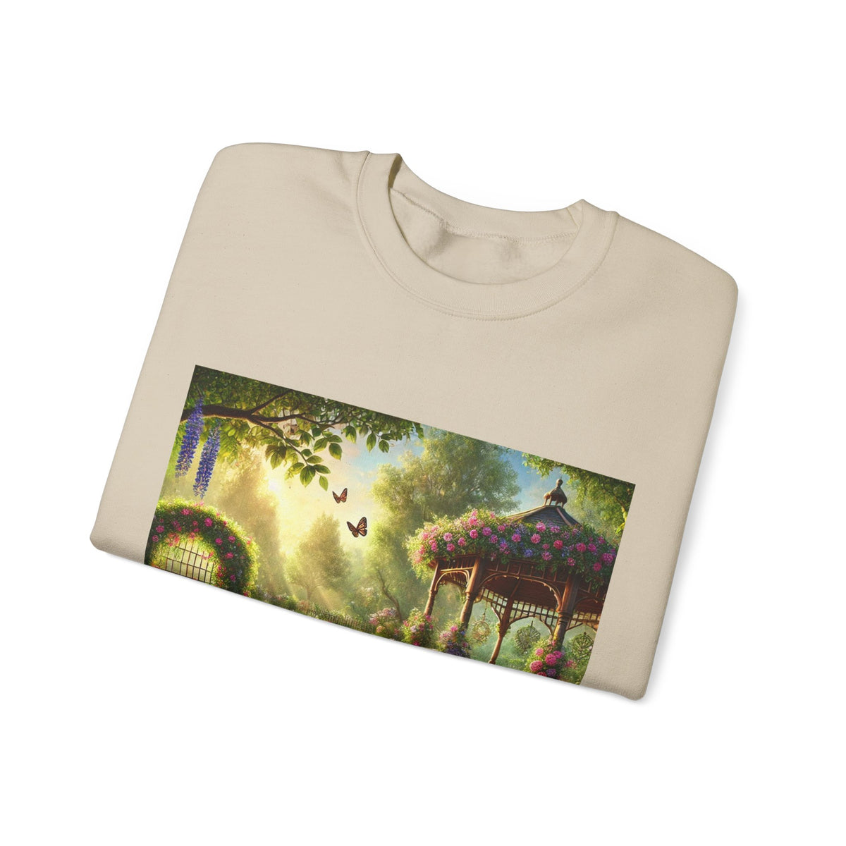 Sunlit Rose Gazebo Cottage Garden Sweatshirt