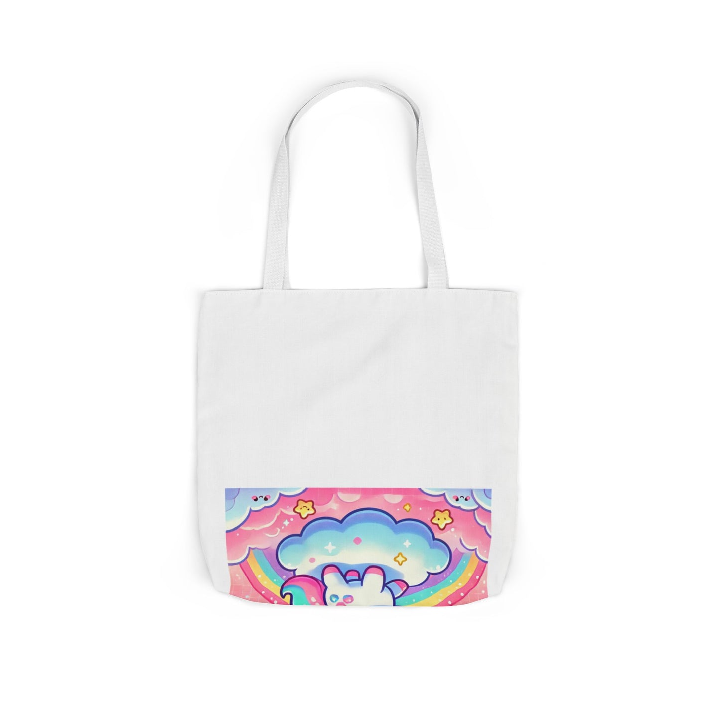 Pastel Rainbow Unicorn Cloud Kawaii Canvas Tote Bag