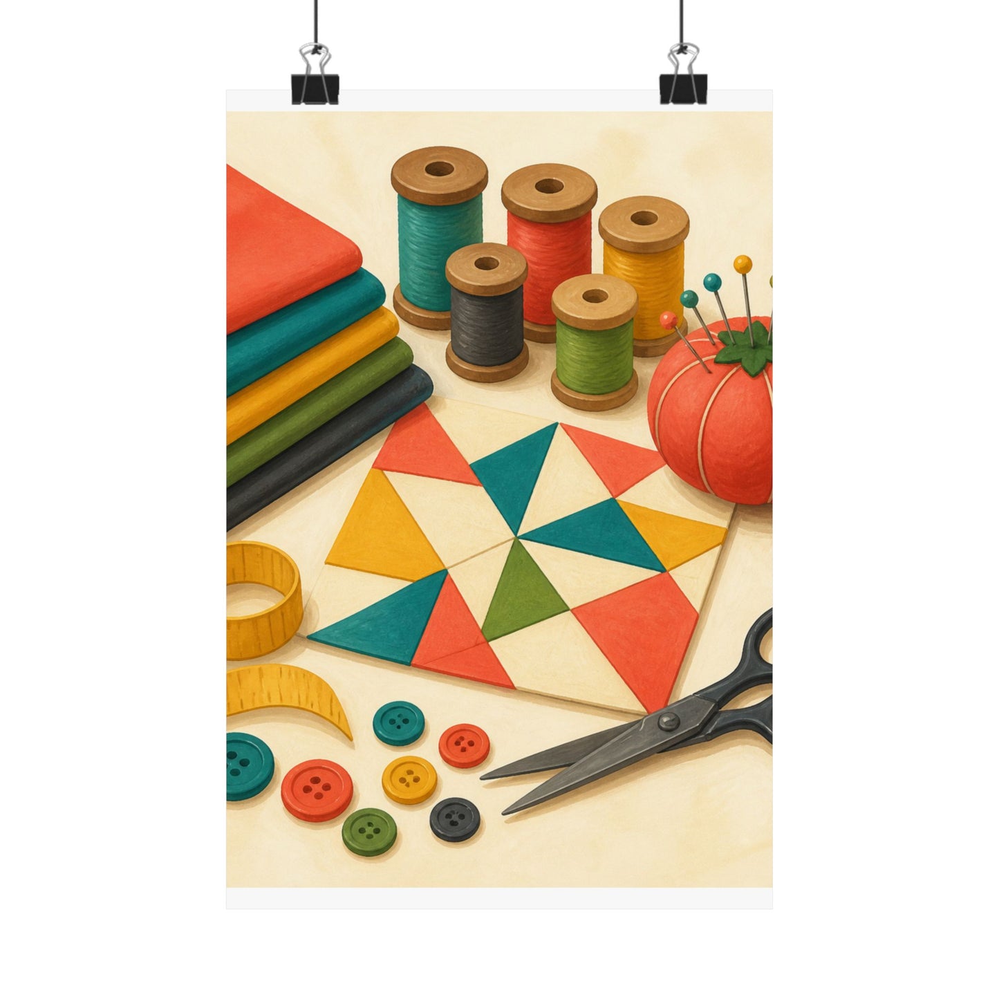 Colorful Sewing and Quilting Hobby Poster