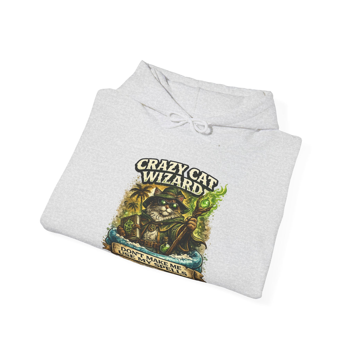 Crazy Cat Wizard Funny Fantasy Magic Hoodie