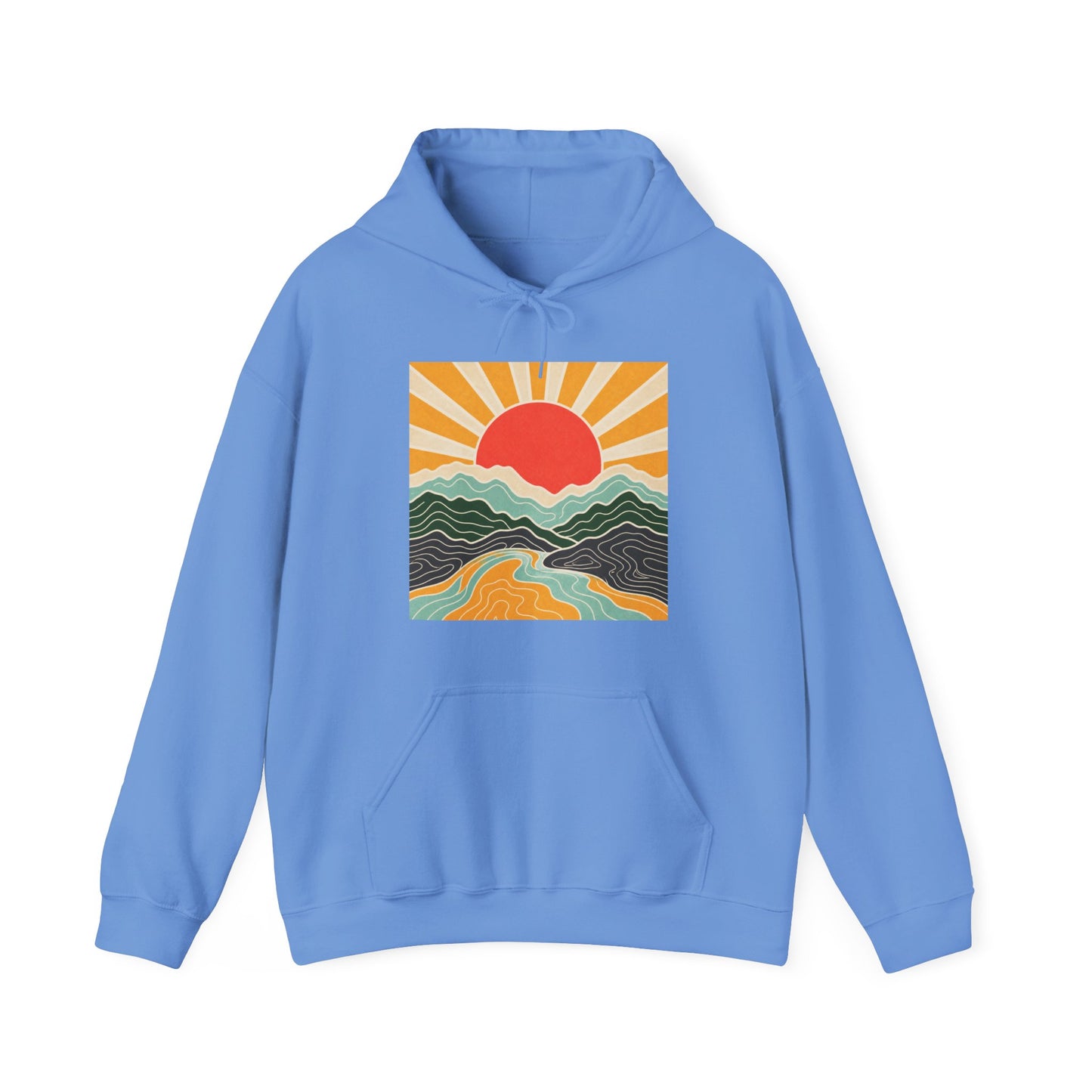 Topographic Sunrise Abstract Mountain Adventure Hoodie