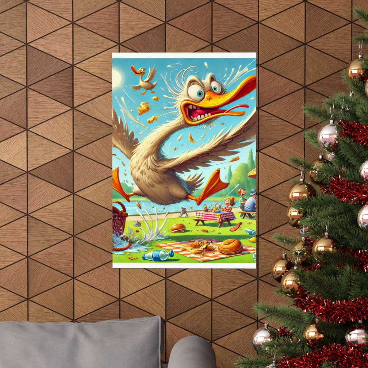 Chaotic Picnic Duck Funny Summer Wall Art Poster