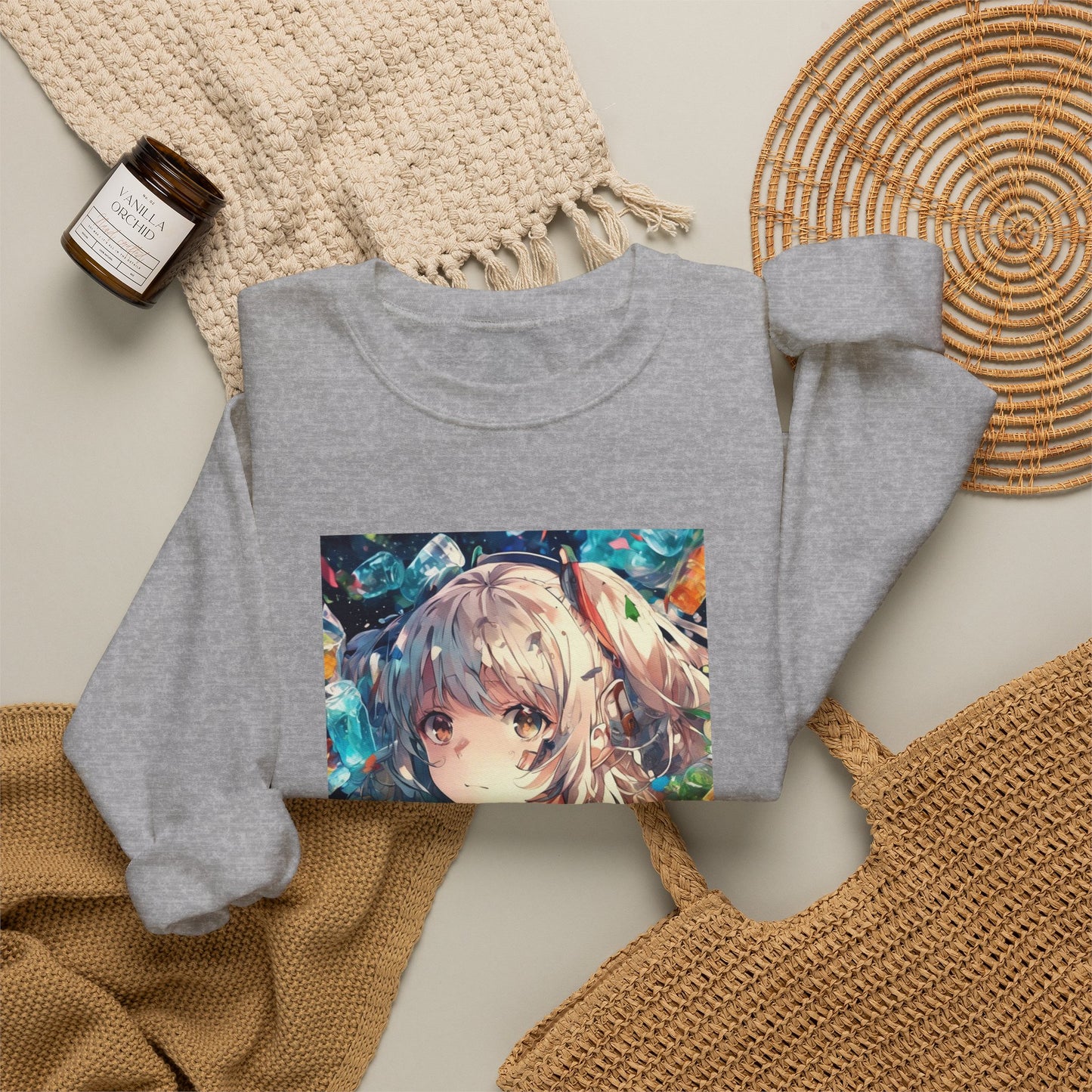 Crystal Bottle Anime Portrait Cozy Art Sweatshirt