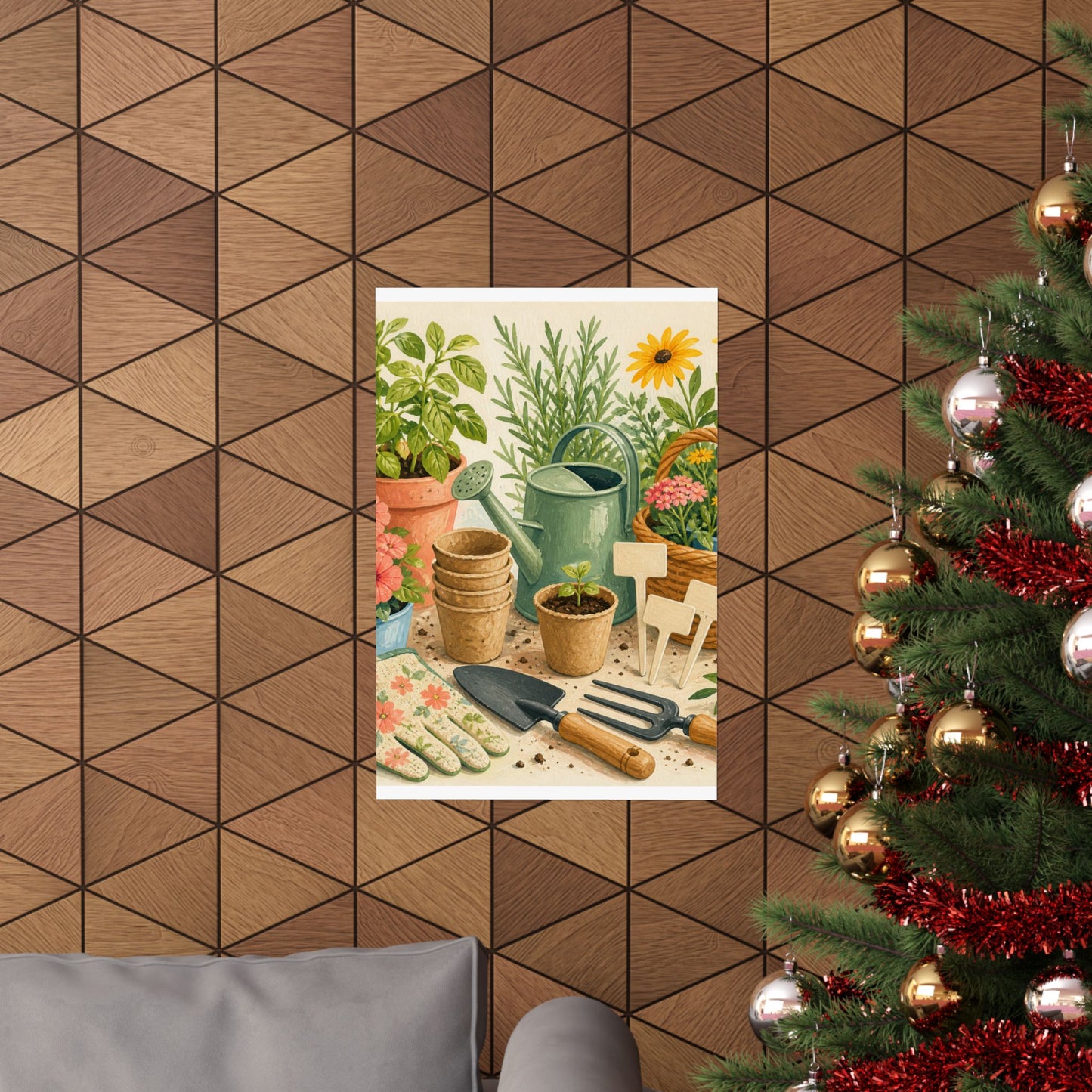 Colorful Gardening Tools and Flowers Hobby Poster