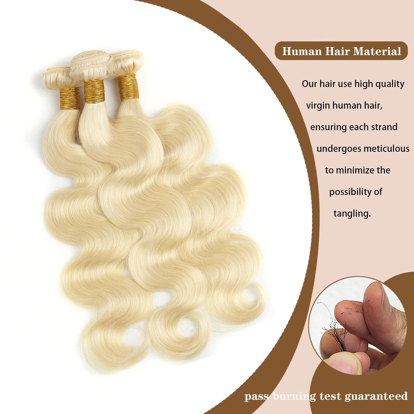 613 Bundles Human Hair 16 18 20 Inch Blonde Body Wave Bundles Human Hair 100% Unprocessed 12A Virgin Human Hair 3 Bundles 613 Body Wave Human Hair Weave Extensions