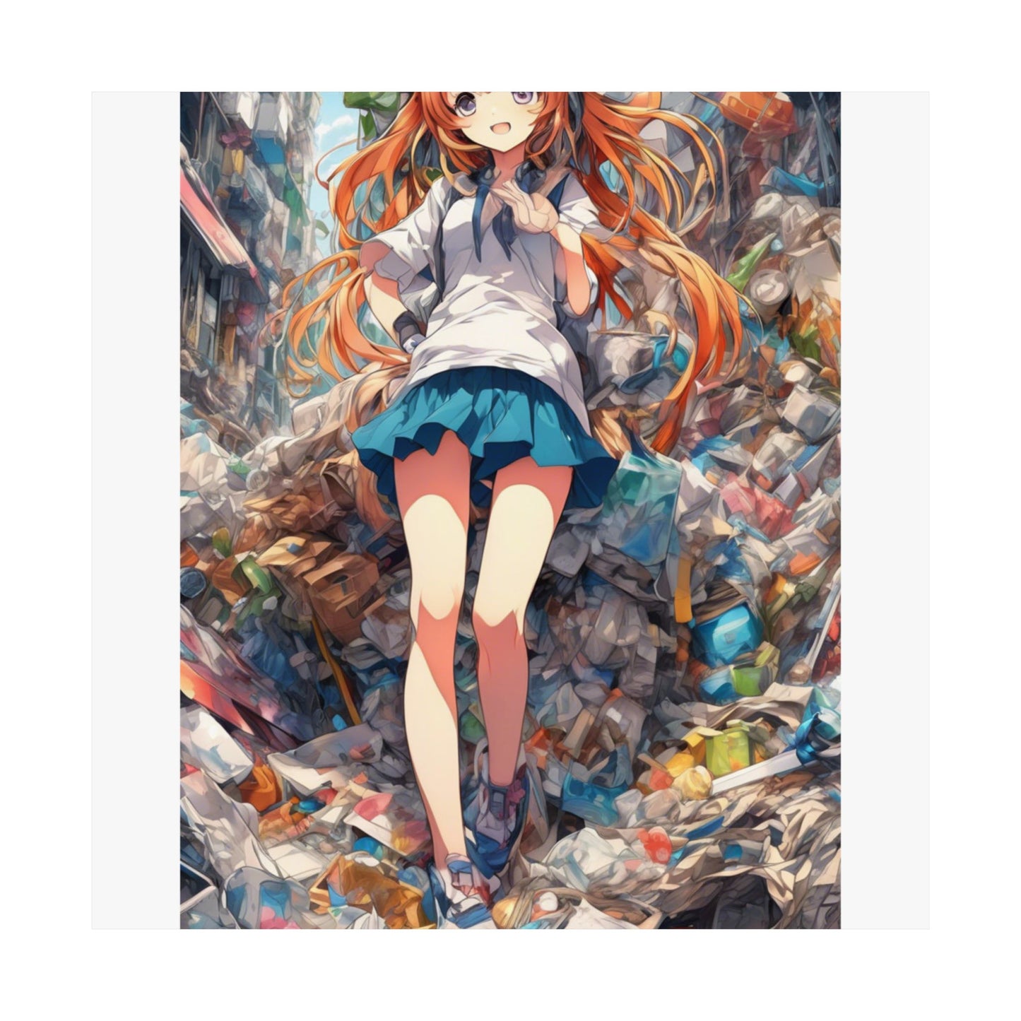 Recycling Rescue Anime Heroine Eco Street Art Poster