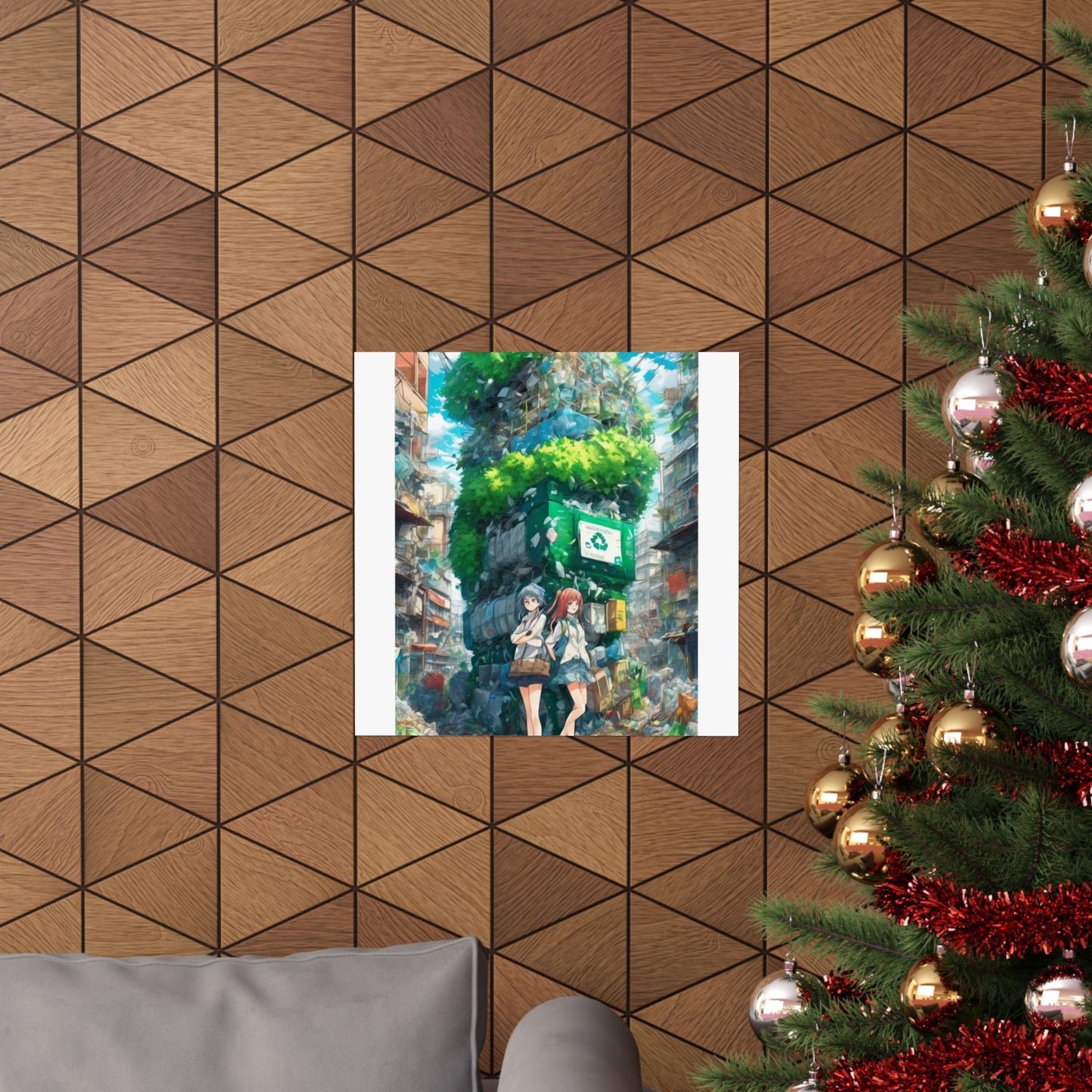 Urban Recycling Anime Friends Green City Wall Poster