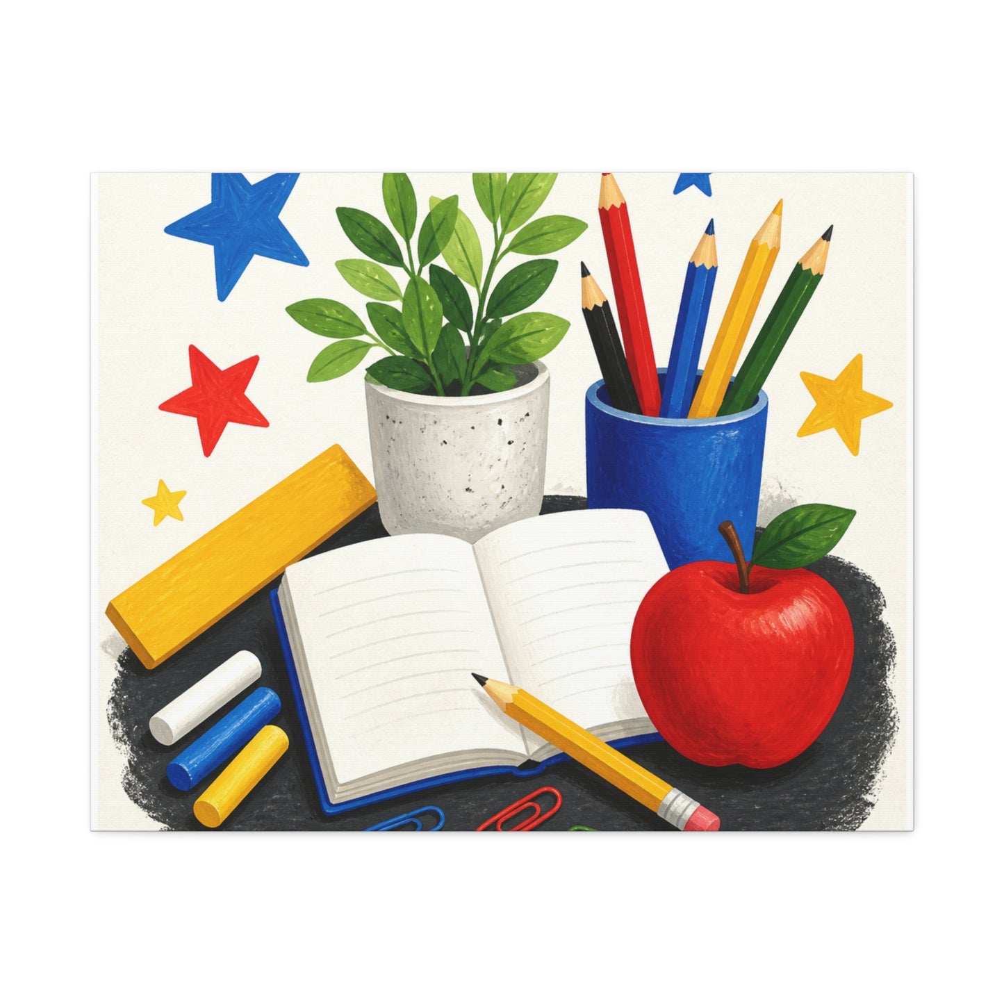 Colorful Classroom Supplies Teacher Appreciation Canvas Art