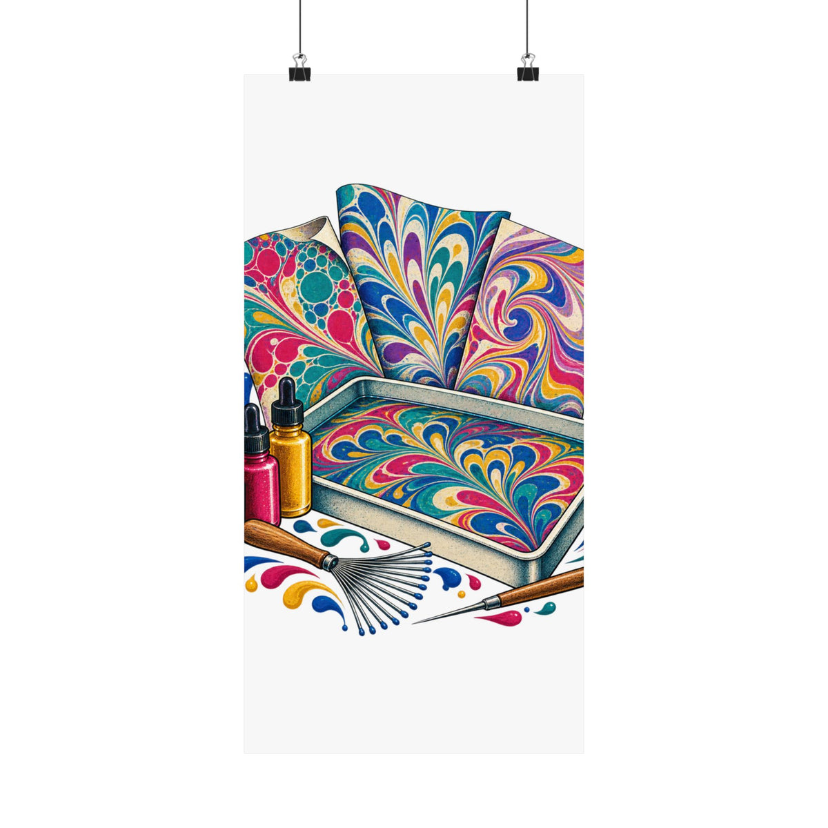 Colorful Paper Marbling Workshop Poster