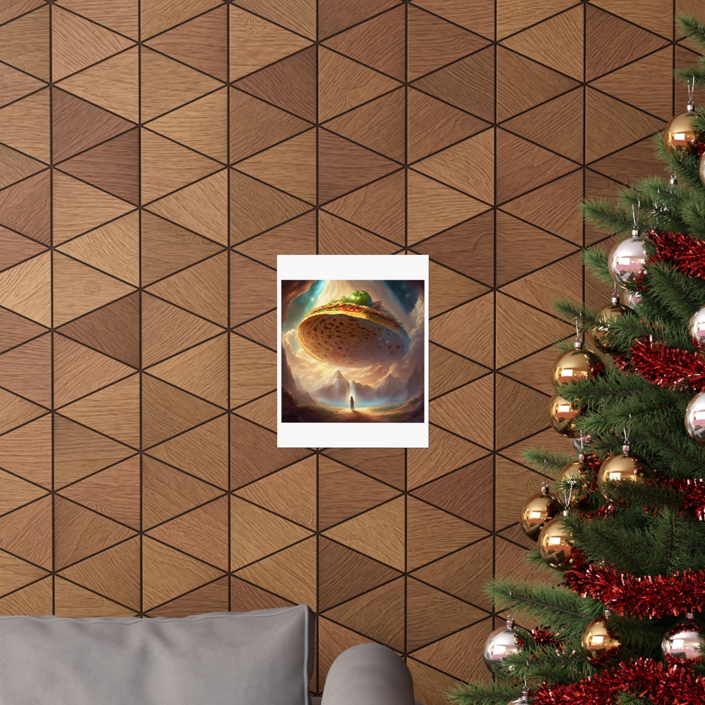 Cosmic Taco UFO Surreal Food Fantasy Art Poster