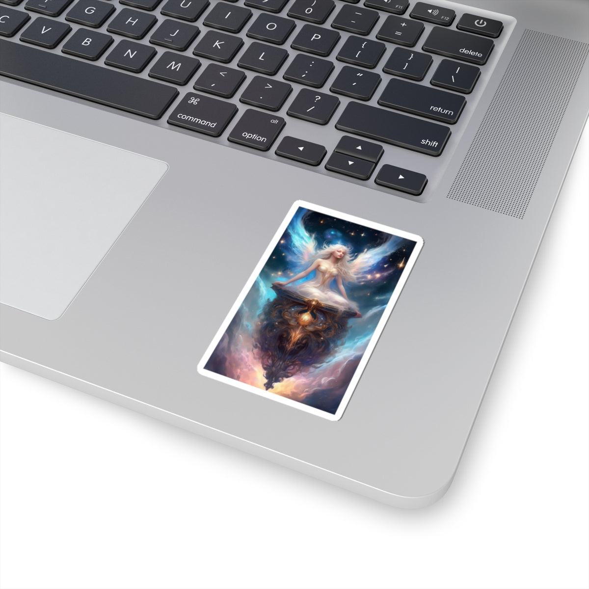 Celestial Winged Meditation Fantasy Portrait Sticker