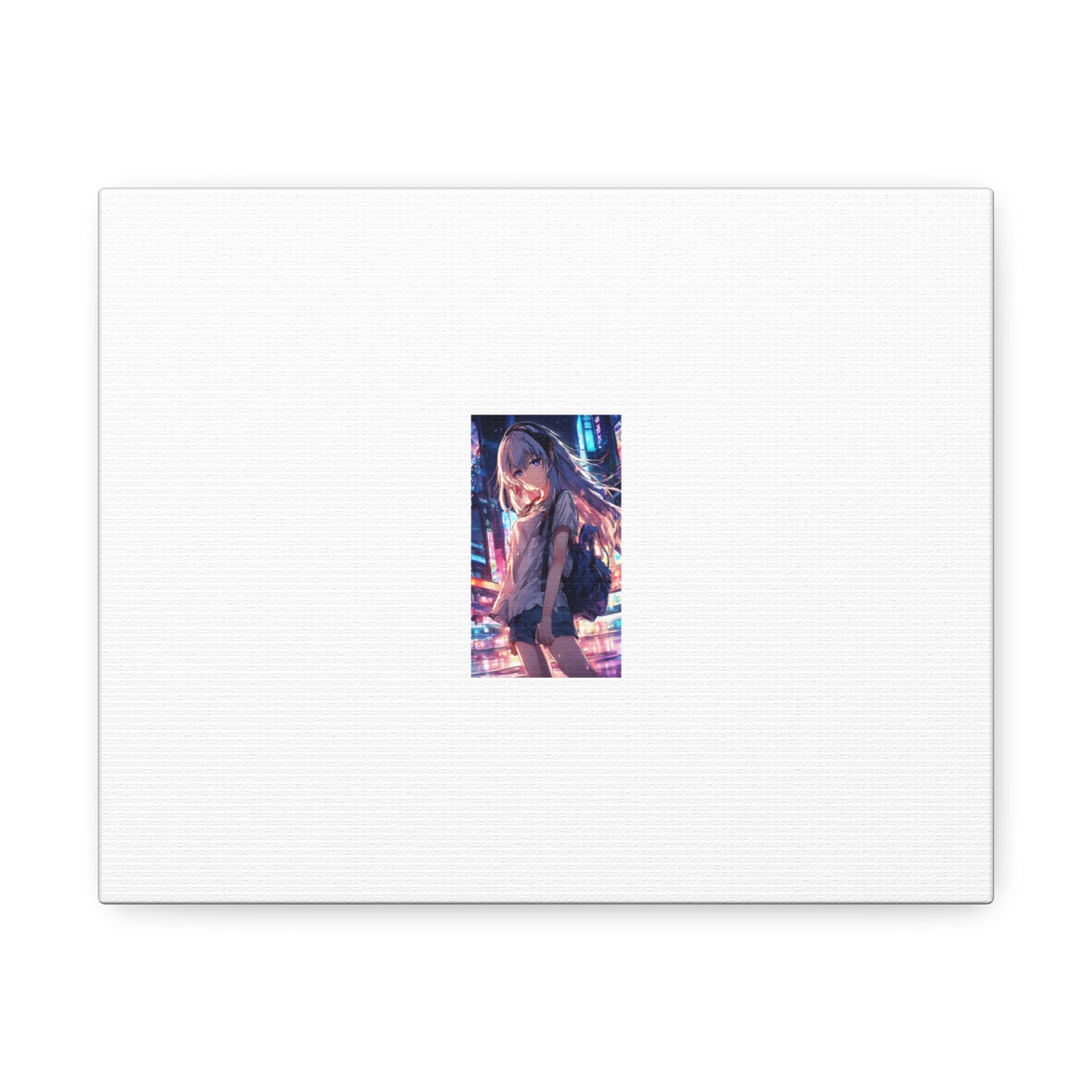 Anime City Night Heroine Portrait Neon Canvas Wall Art