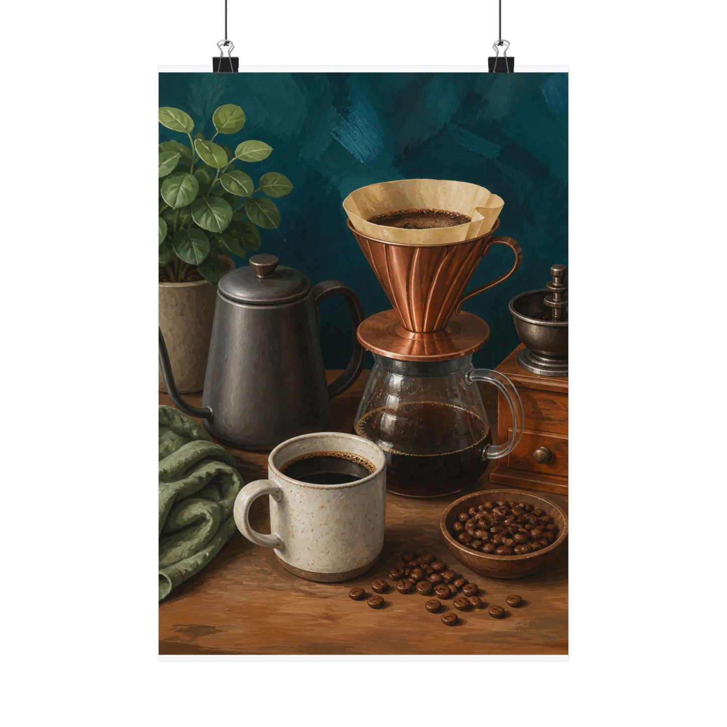 Warm Home Coffee Brewing Art Poster
