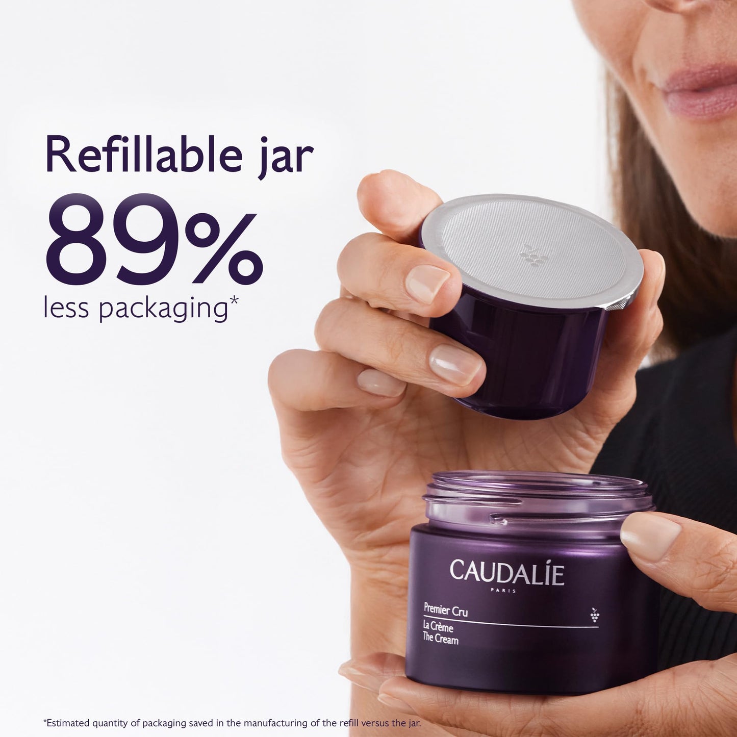 Caudalie Premier Cru Anti-Aging Cream Moisturizer, Refillable Jar - 50 ml
