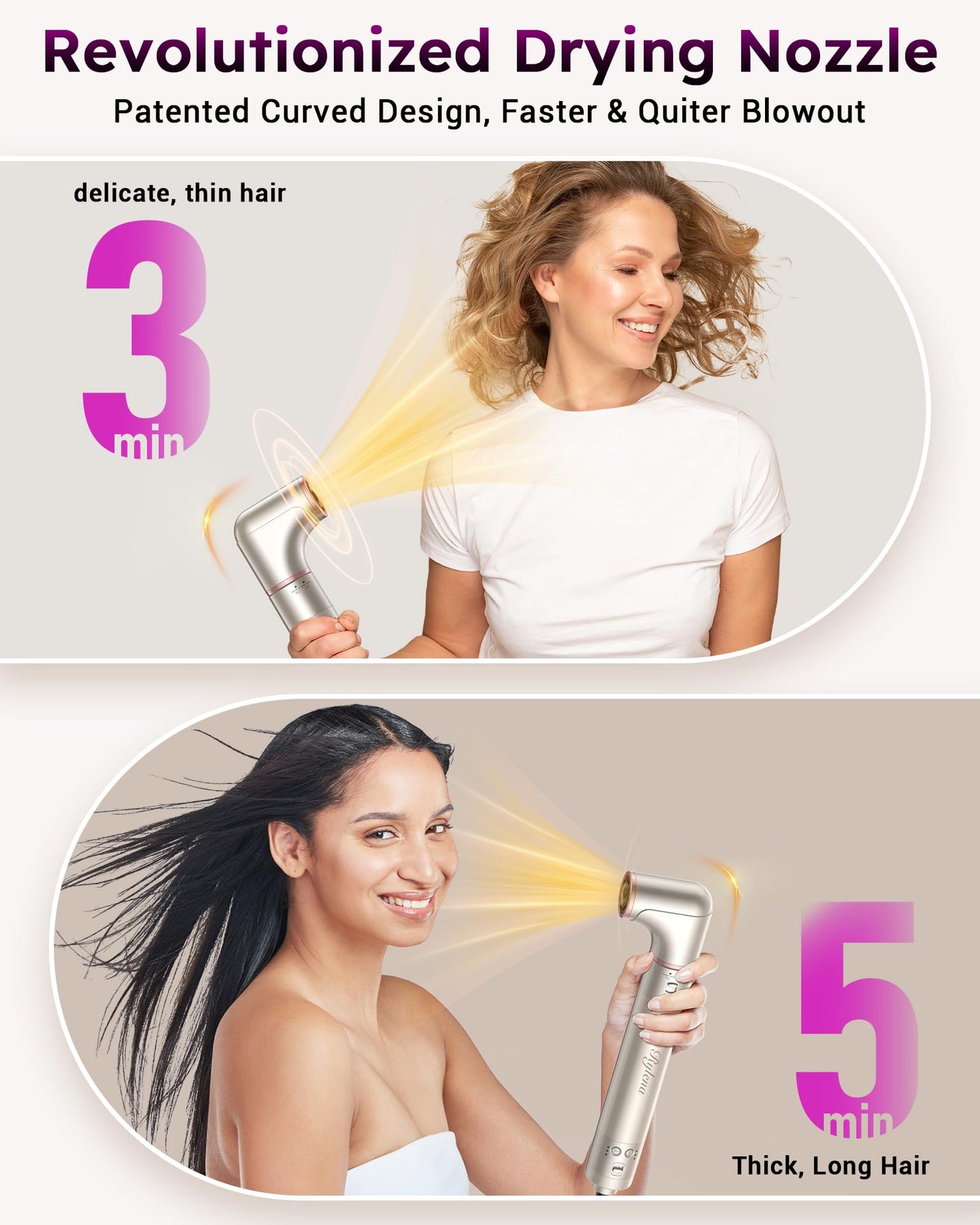 Deluxe 8-in-1 Air Styler Pro 2025 by Rylena, Hair Dryer Brush for Fast Drying, Auto Curling, Smoothing&Volumizing, 8 Attachable Heads, 110,000 RPM High-Speed Multi Styler, 600M Ionic Care, Stone