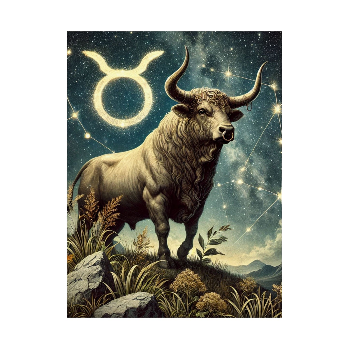 Taurus Bull Constellation Celestial Wall Art Poster