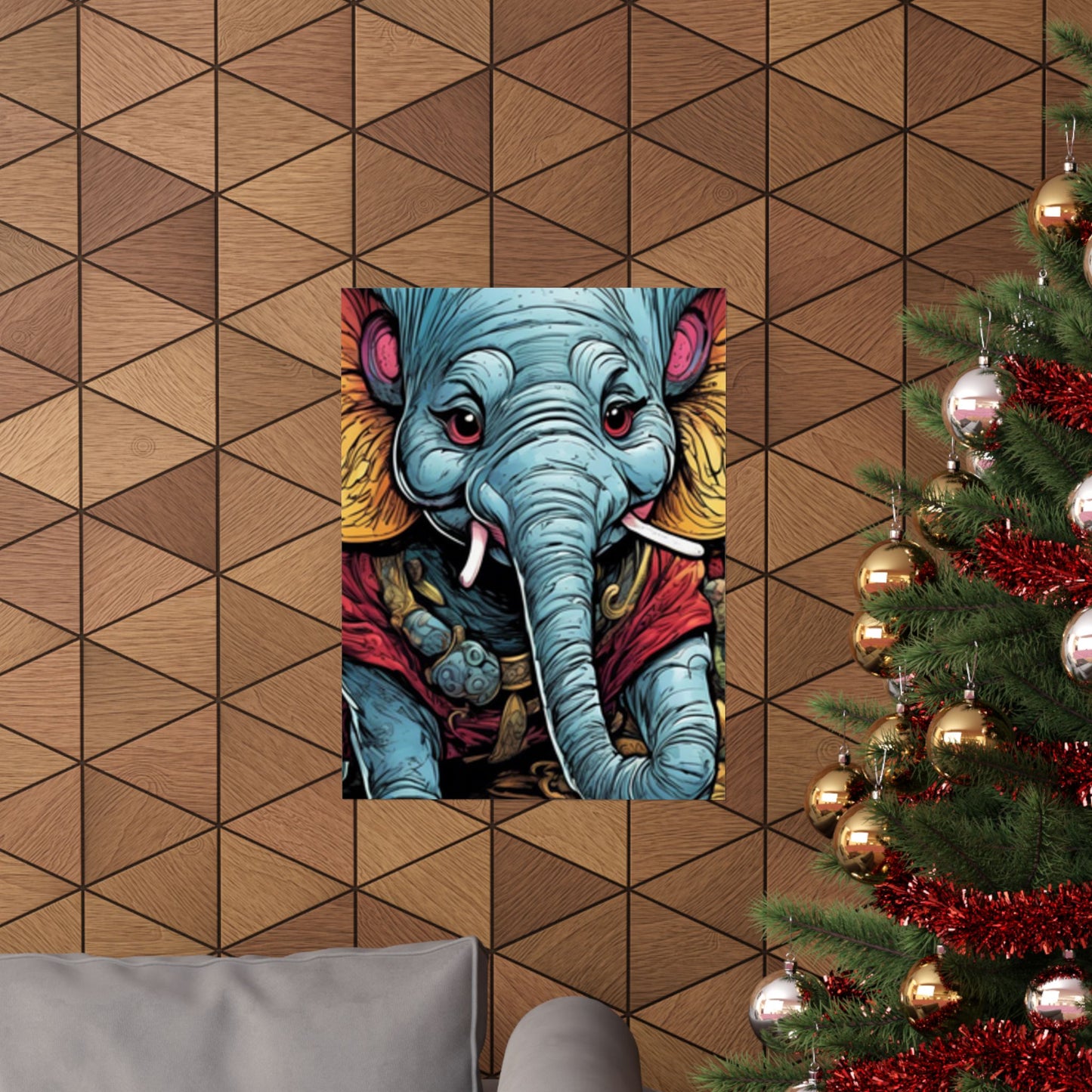 Colorful Elephant Garden Parade Wildlife Wall Art Poster