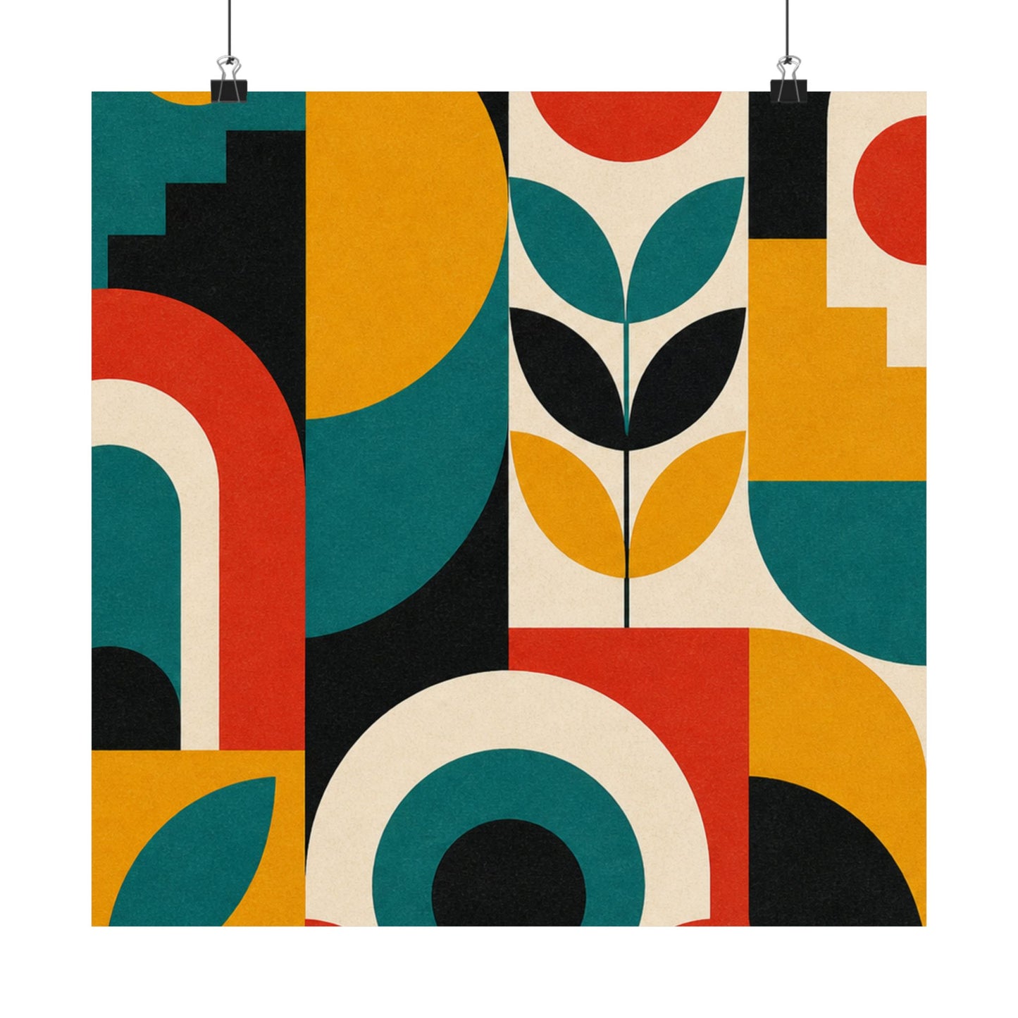 Mid Century Arches Botanical Geometric Abstract Poster