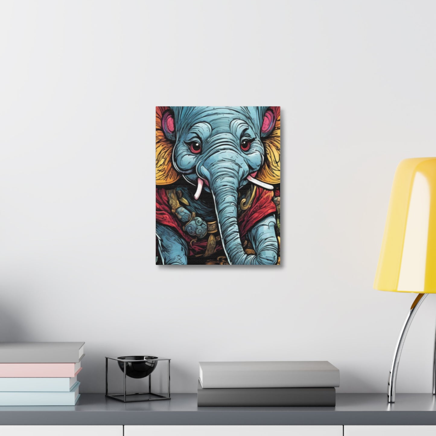 Colorful Elephant Garden Parade Wildlife Canvas Wall Art
