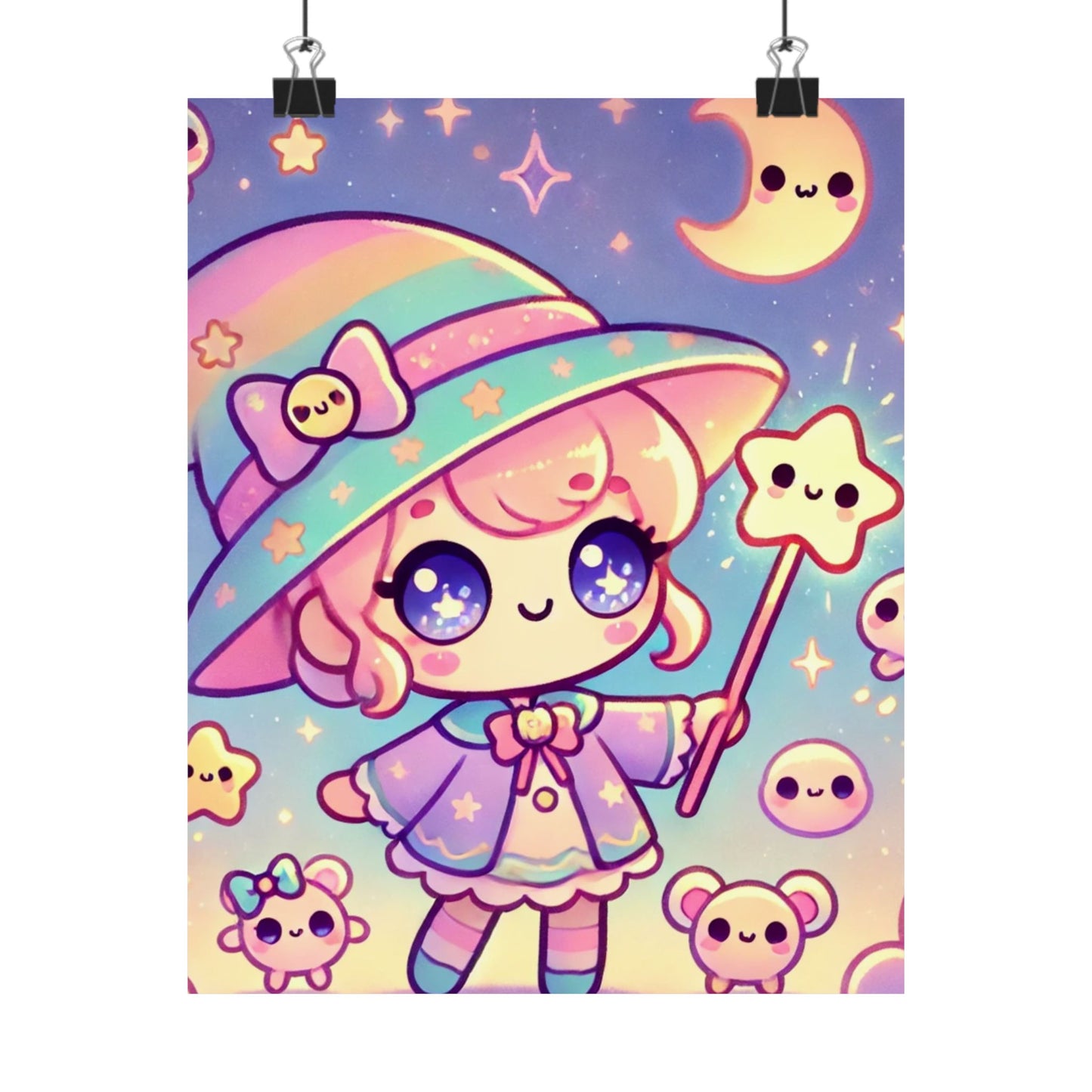 Kawaii Moon Wand Pastel Fantasy Wall Art Poster