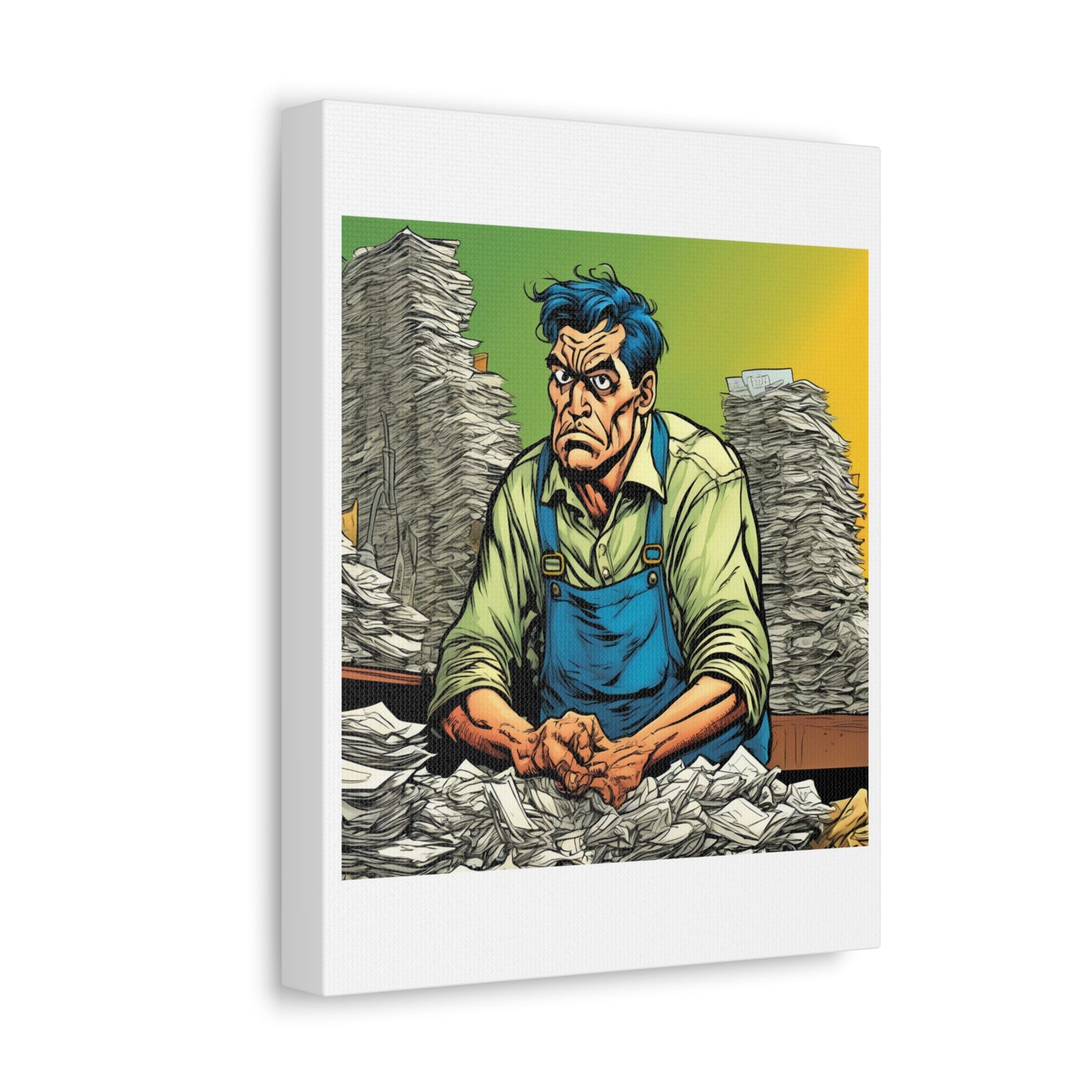 Paperwork Chaos Desk Worker Funny Office Art Canvas