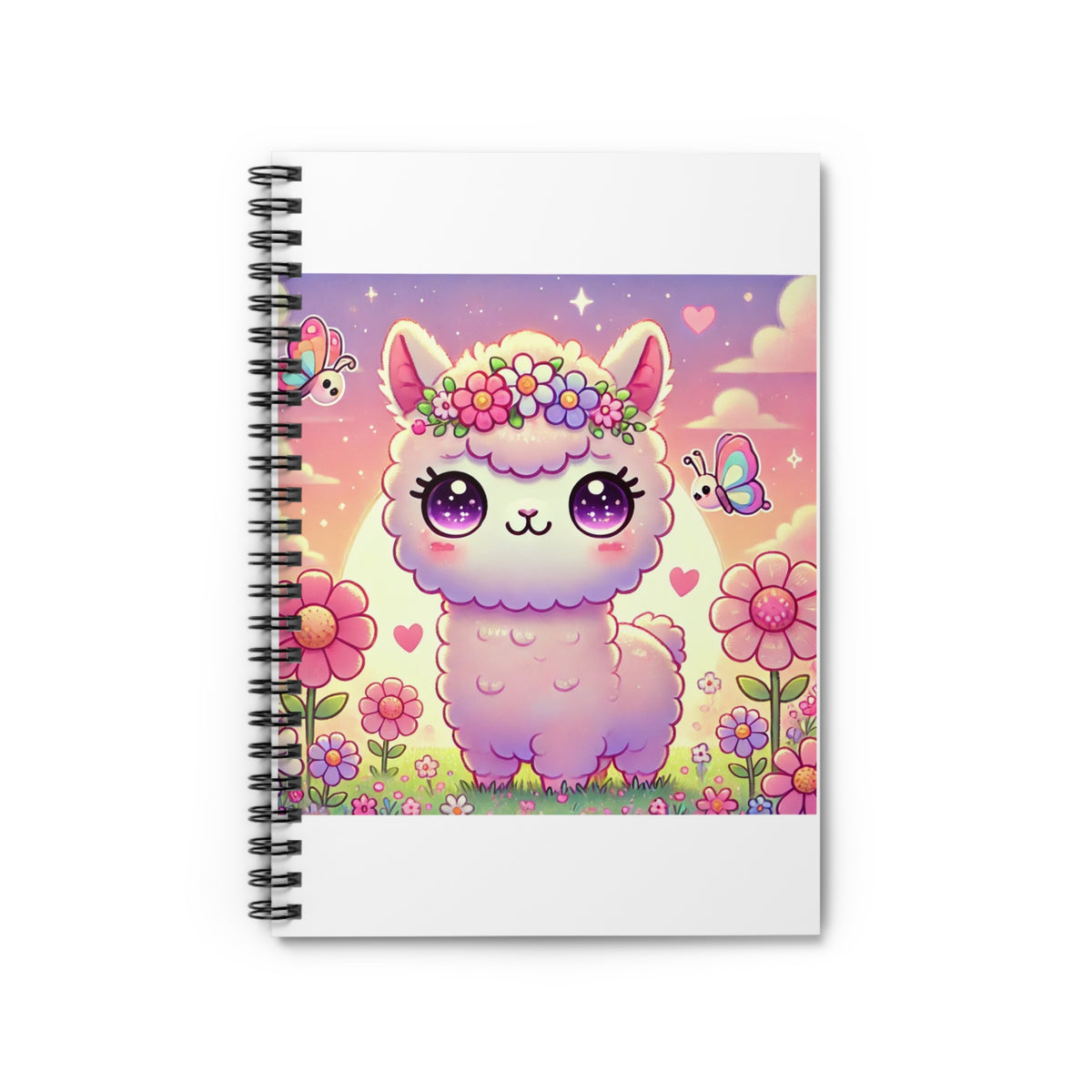 Pastel Floral Alpaca Garden Kawaii Spiral Notebook