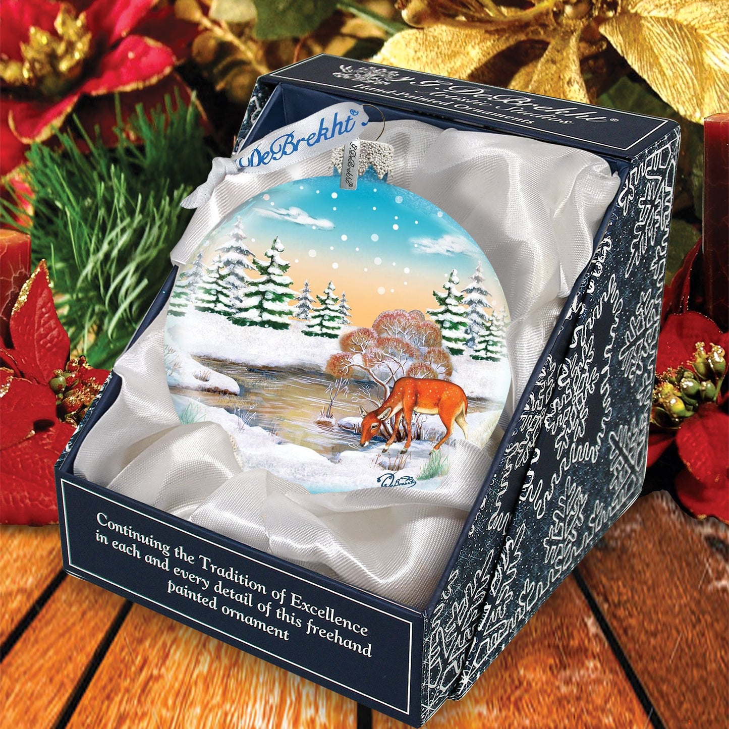Winter Reindeer Ball Glass Ornament by G. DeBrekht - Wildlife Holiday Décor - 73416