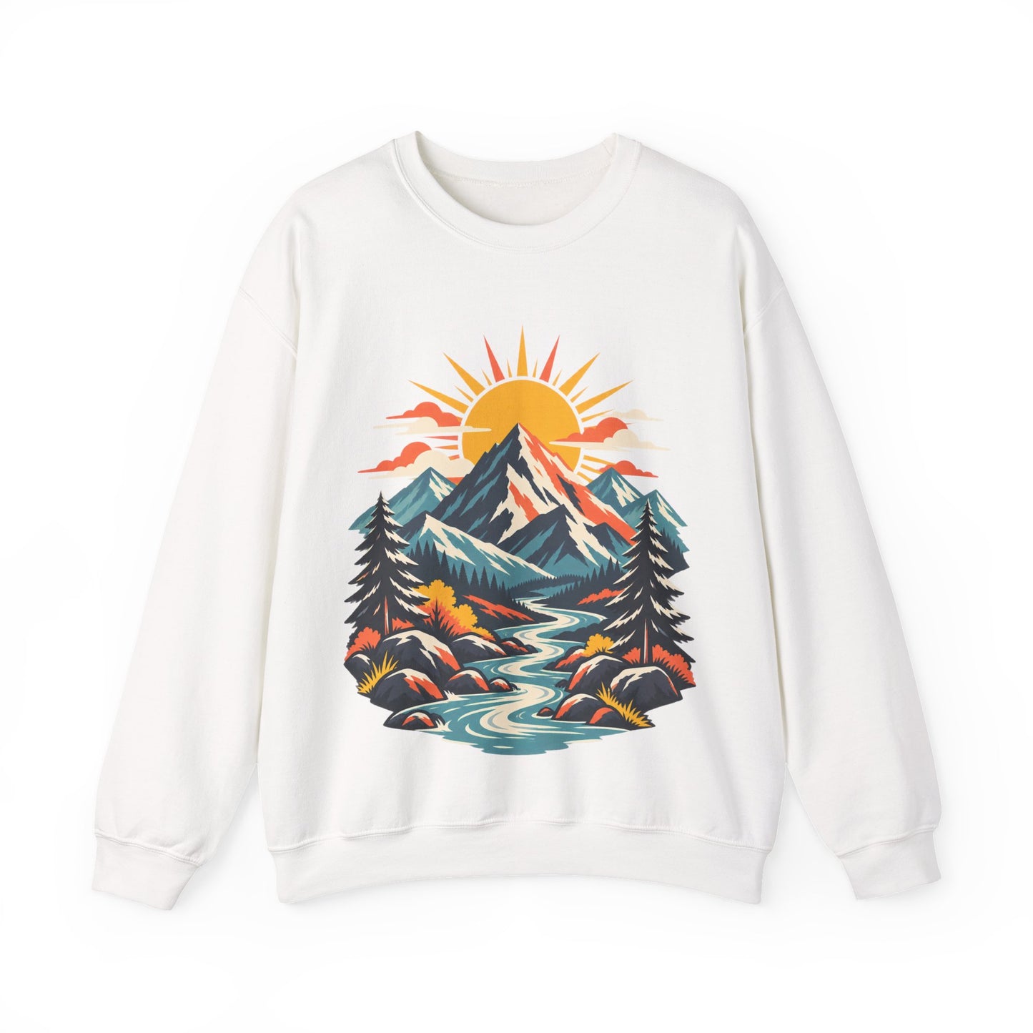 Alpine Sunrise River Mountain Adventure Sweatshirt