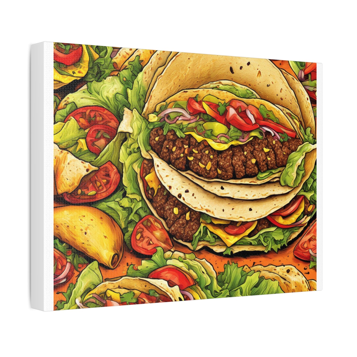 Stacked Taco Fiesta Foodie Gift Art Canvas