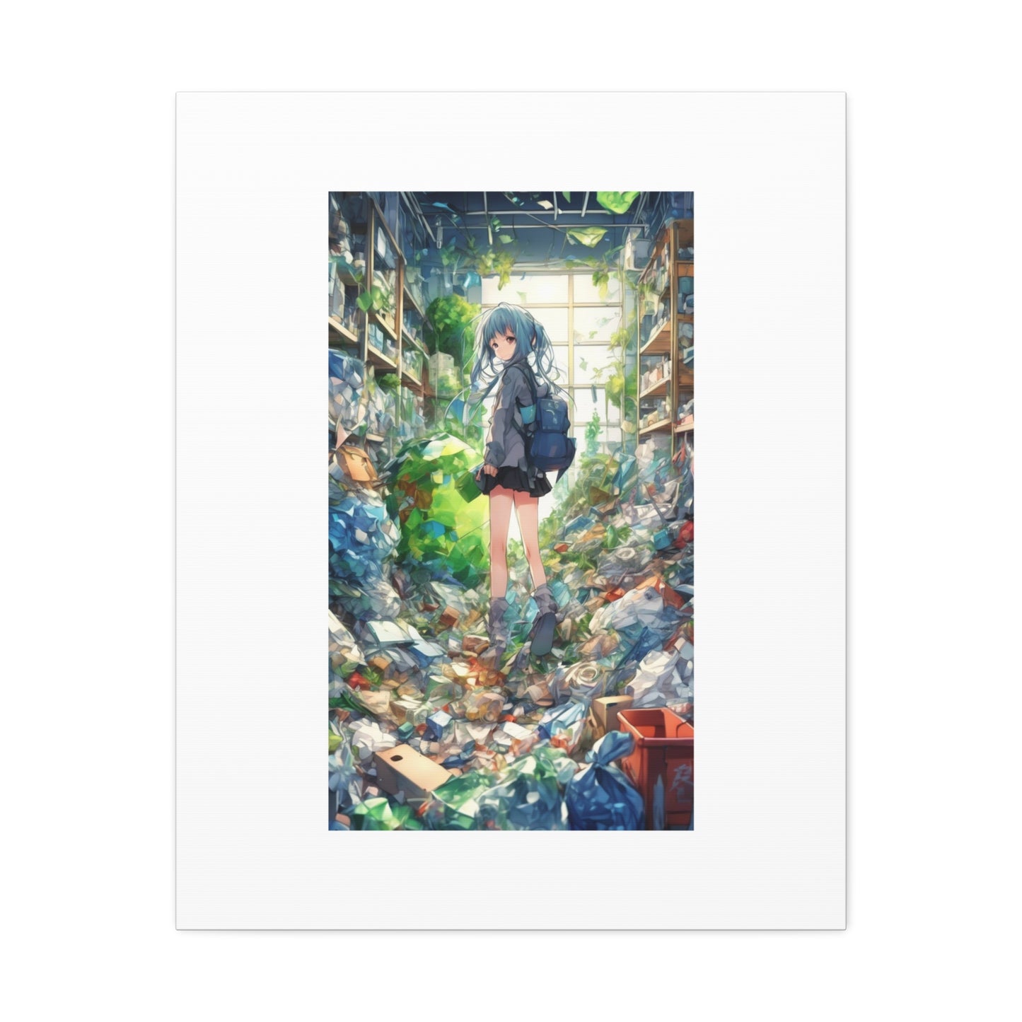 Green Recycling Alley Anime Girl Recycling Alley Canvas