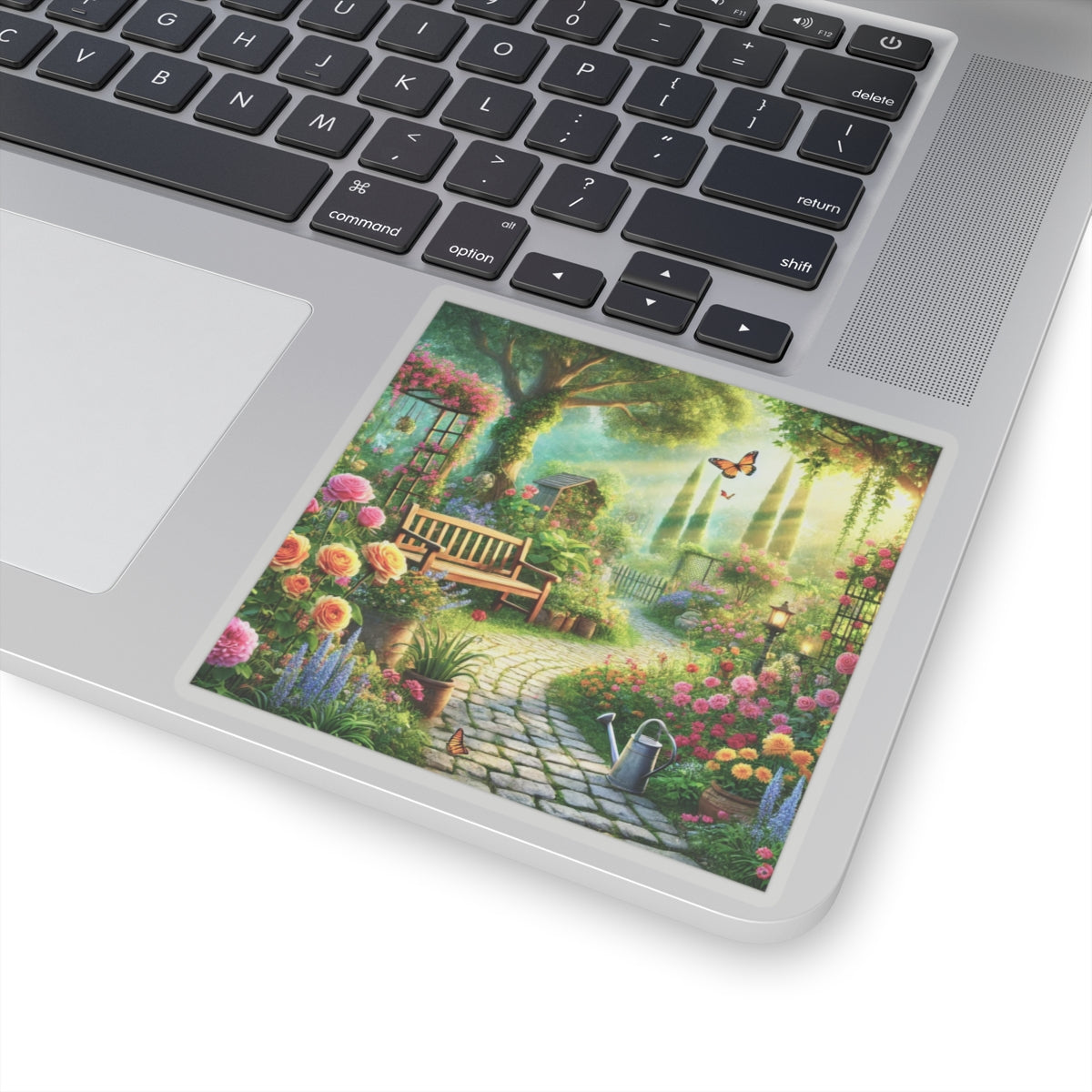 Sunlit Spring Flower Garden Bench Sticker