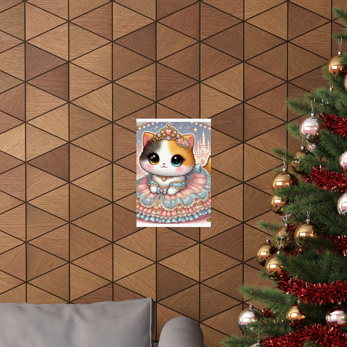 Pastel Princess Calico Cat Fantasy Wall Art Poster