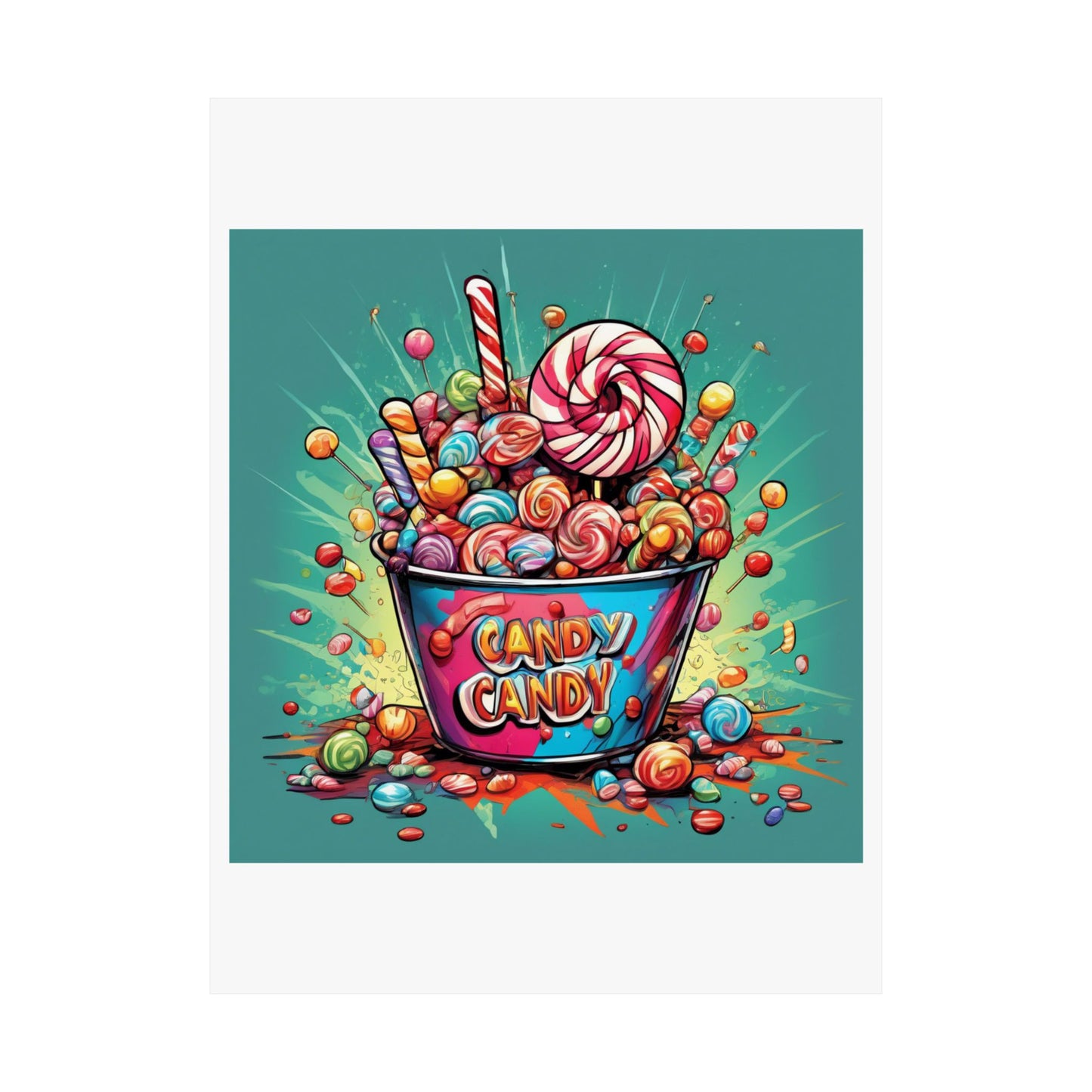 Holiday Candy Bucket Sweets Gift Art Poster