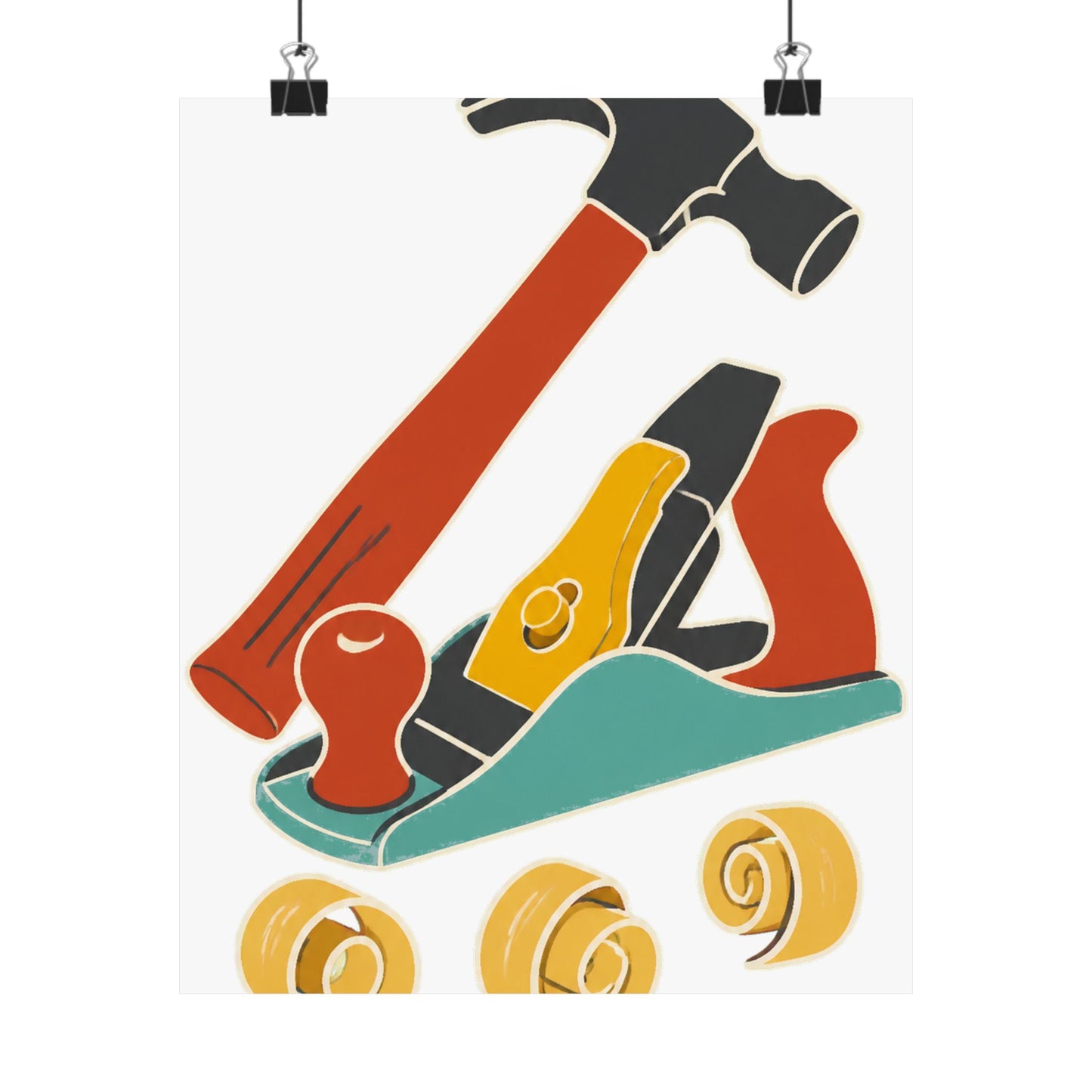 Carpenter Hammer Hand Plane Woodworking Art Poster