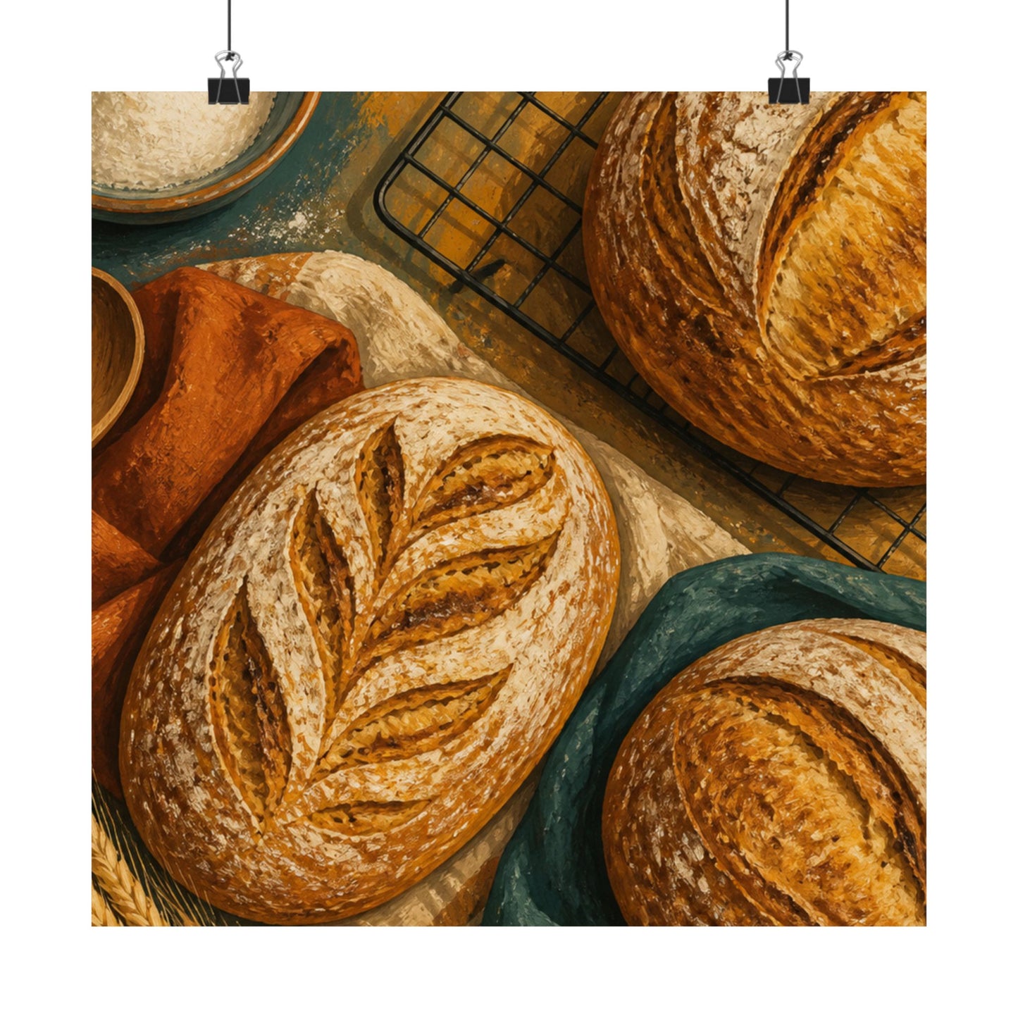 Artisan Bread Baking Still Life Poster