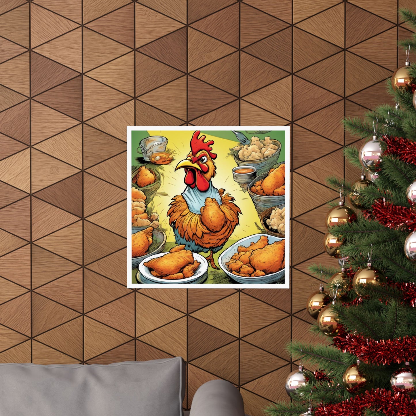 Funny Chicken Fried Food Comfort Food Art Poster
