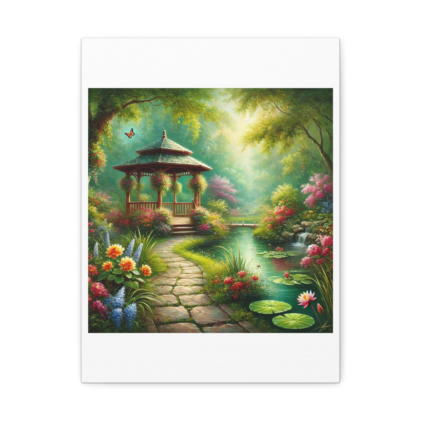 Spring Garden Gazebo Floral Landscape Canvas
