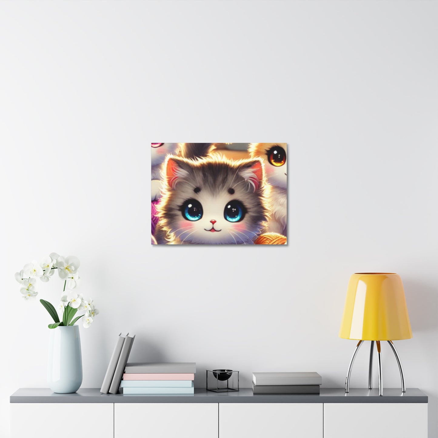 Cozy Yarn Kittens Cute Cat Canvas Knitting Room Wall Art Gift