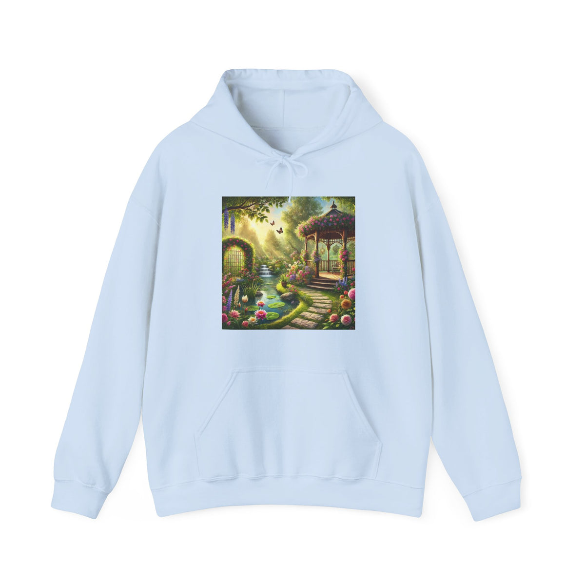 Sunlit Rose Gazebo Cottage Garden Hoodie
