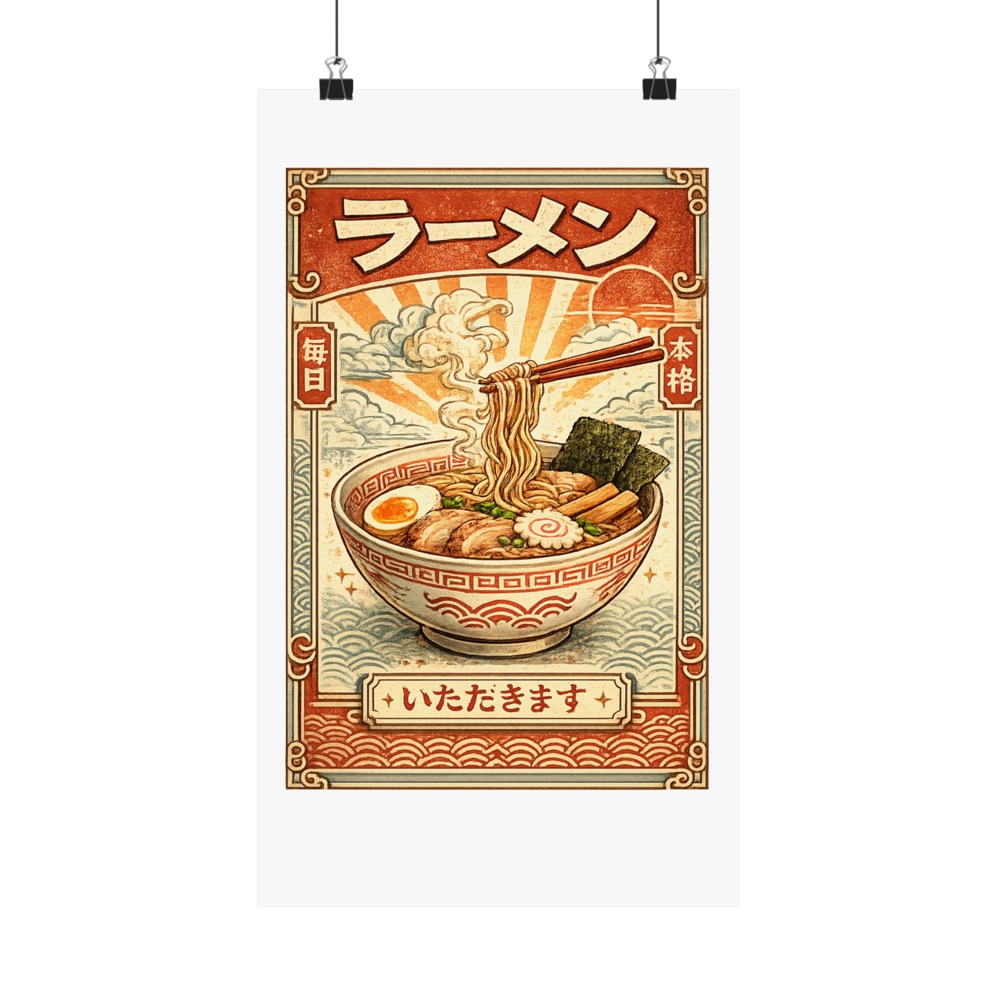 Vintage Ramen Bowl Japanese Food Art Poster