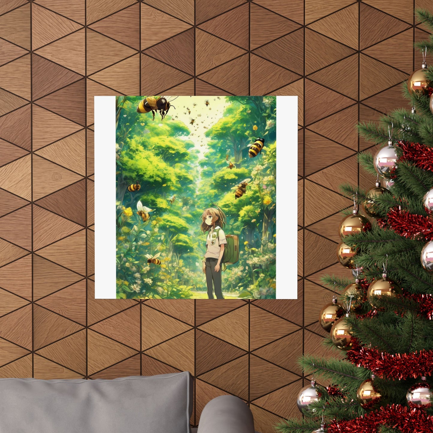 Bee Garden Explorer Anime Nature Art Poster